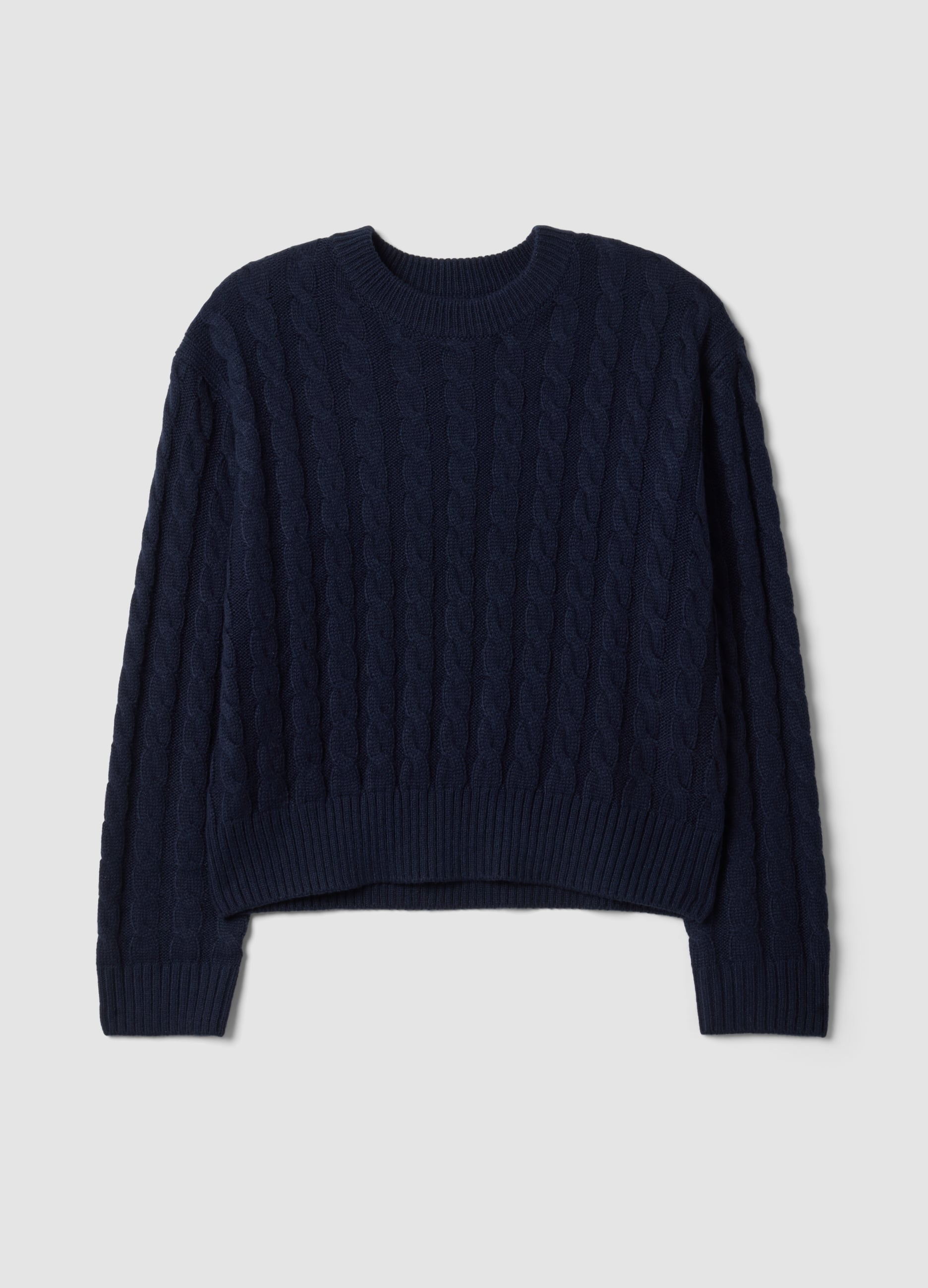 Piombo Contemporary, Maglia Blu In Misto Lana A Trecce Con Girocollo Over Fit, Donna, Blu, Taglia: XS