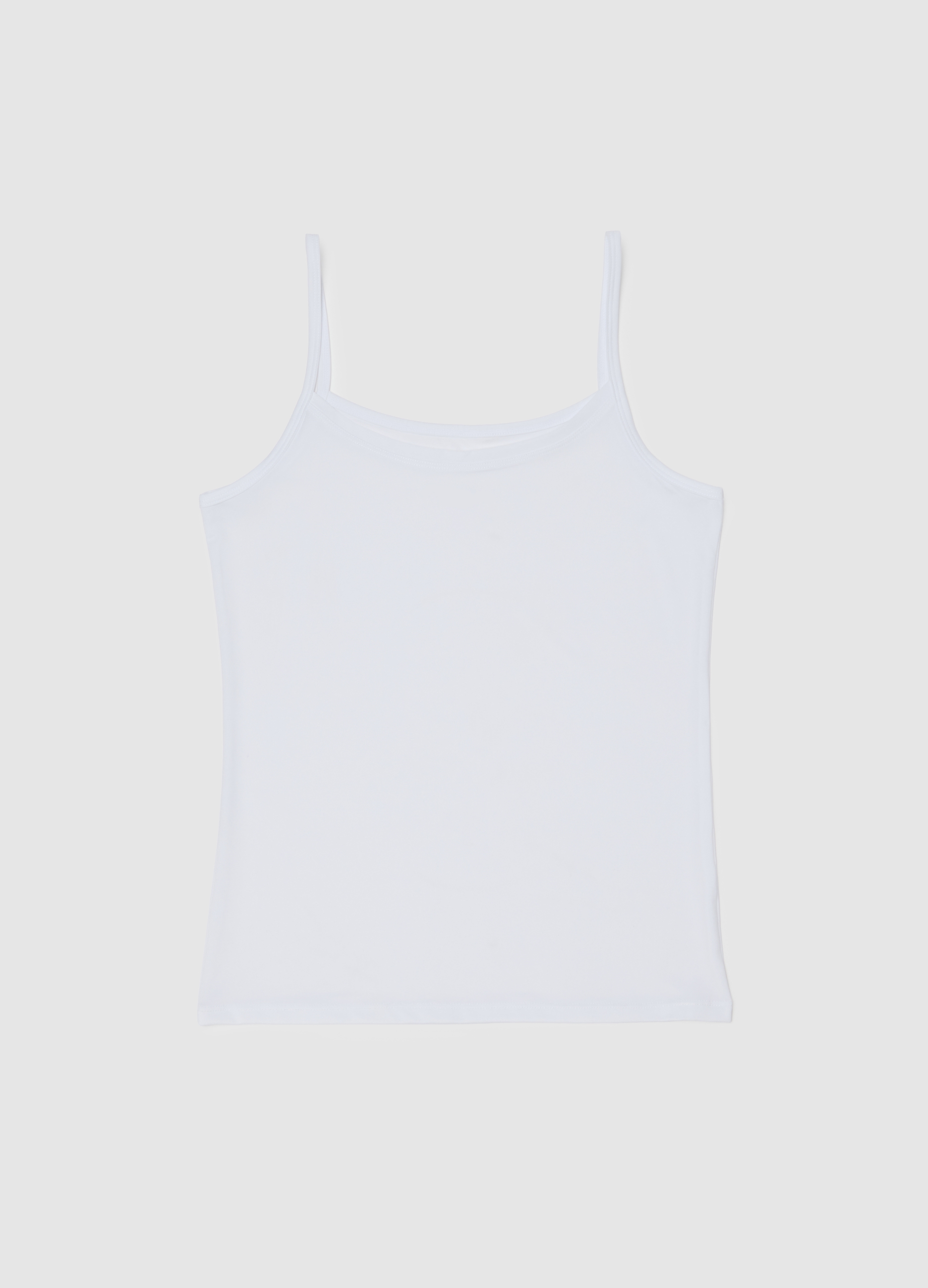 Top Blanco De Tela Elástica Corte Regular, Mujer, Blanco óptico, Talla: L