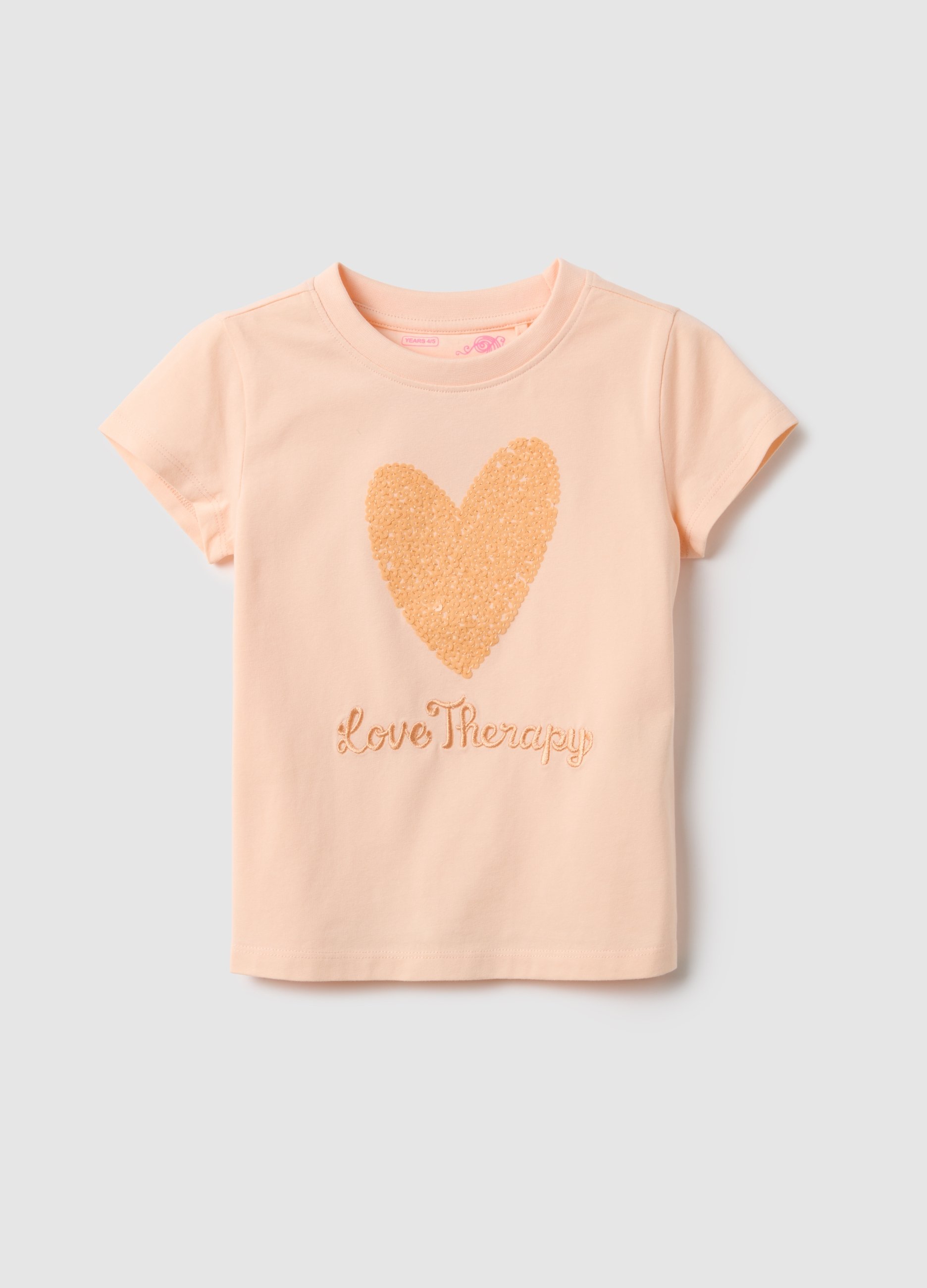 LOVE THERAPY, Camiseta Rosa De Algodón Elástico Corte Regular Con Corazón Para Niña, Niña, Rosa pastel, Talla: 9-10