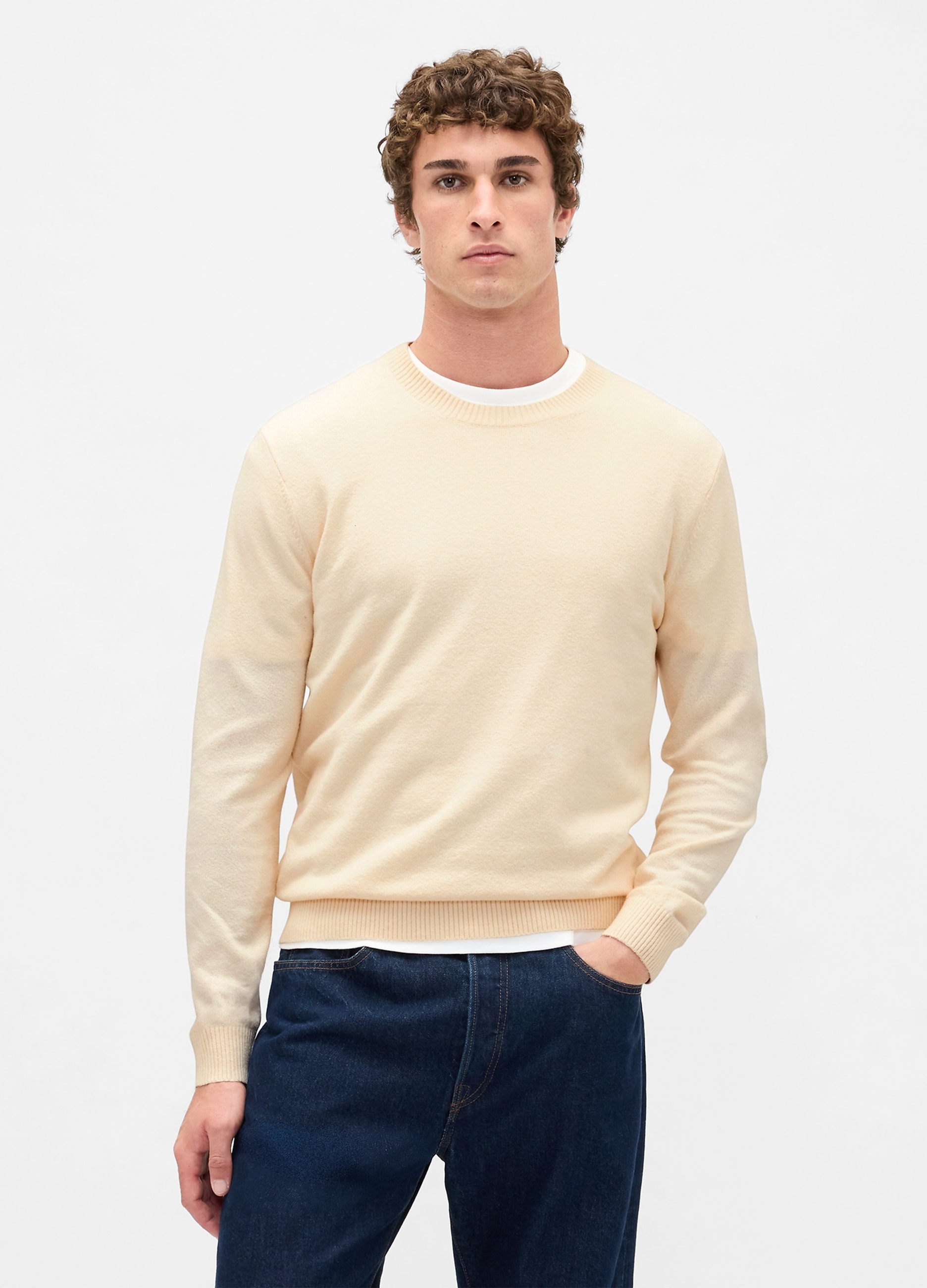 GAP, Maglione Cashsoft Girocollo In Misto Cotone, Uomo, Giallo, Taglia: XS