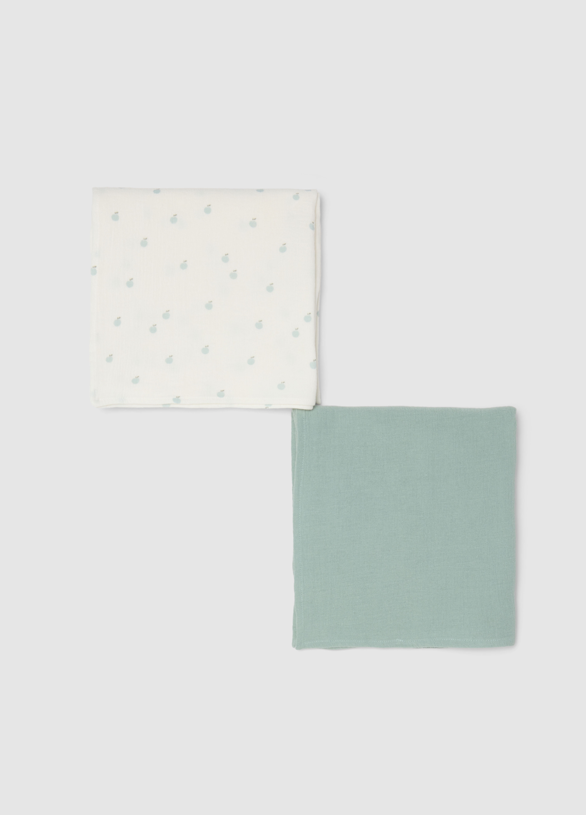 FAGOTTINO, Bipack Di Coperte Per Neonati In Puro Cotone Multicolor, Unisex, Green/White, Talla: FASUL