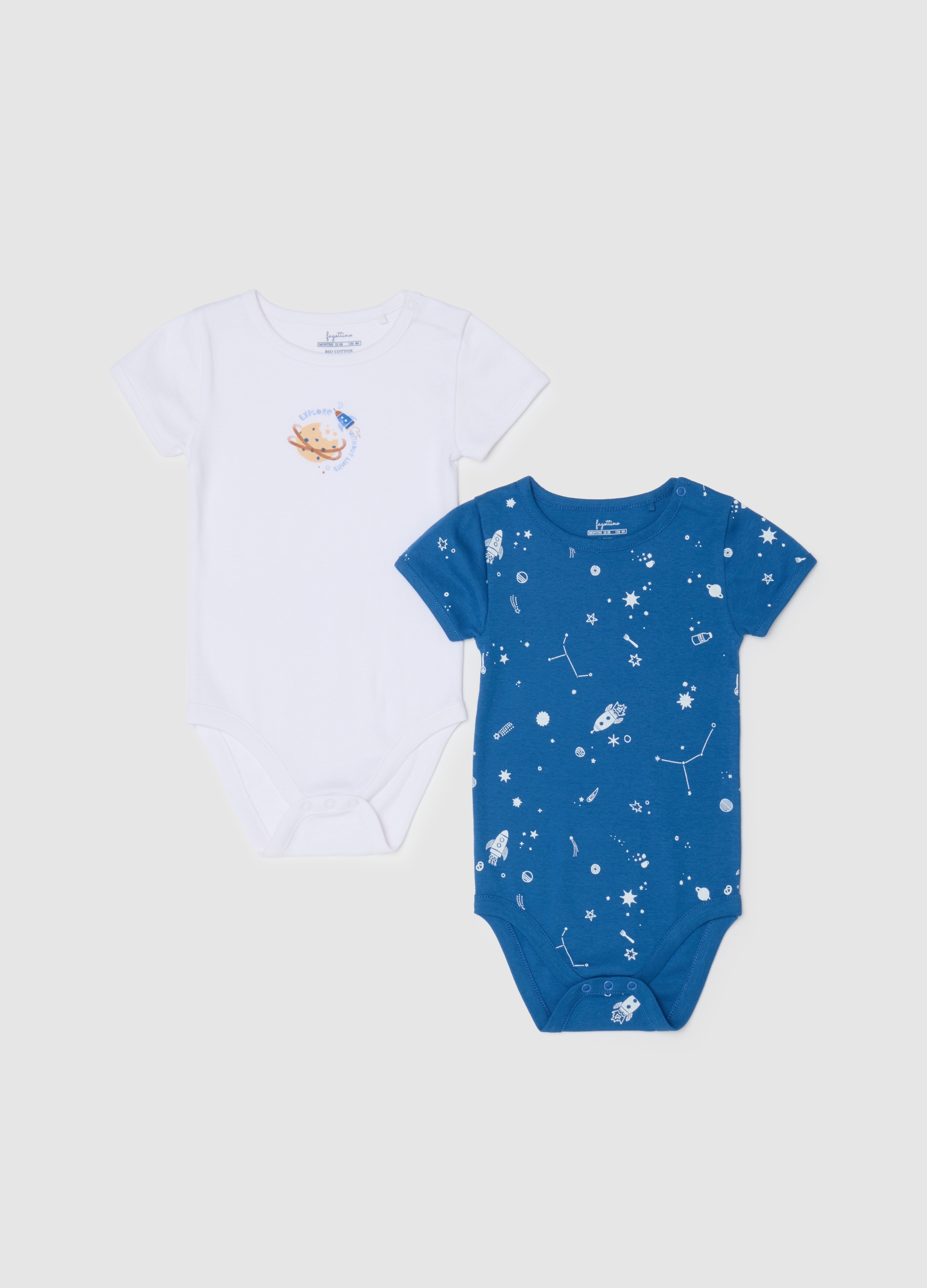 FAGOTTINO, Bipack Body Da Bambino In Puro Cotone Multicolor Con Stampa, Multicolor, Taglia: 24-30