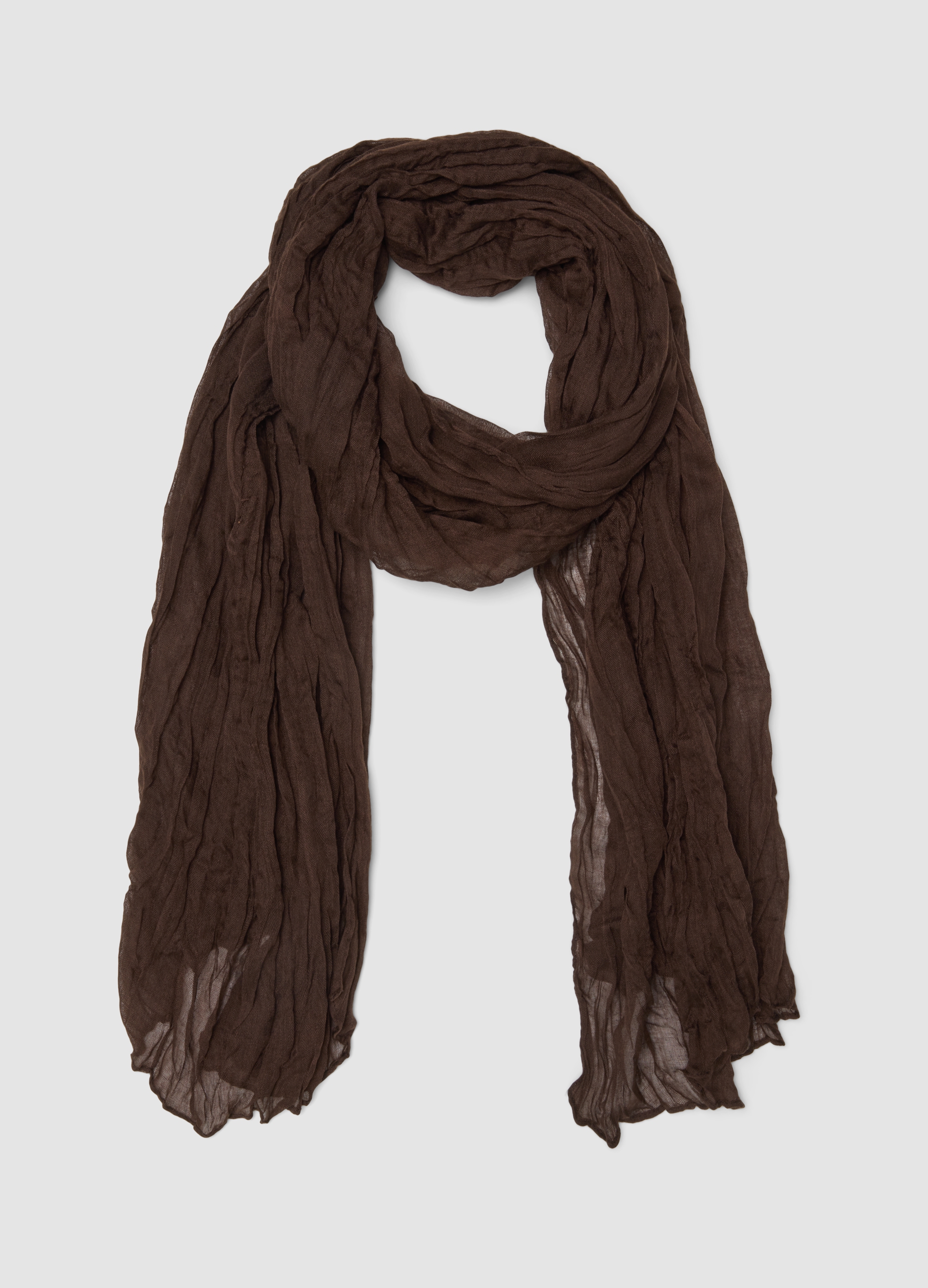 OVS, Sciarpa Marrone Effetto Stropicciato Semitrasparente, Donna, Marrone, Taglia: ONE SIZE