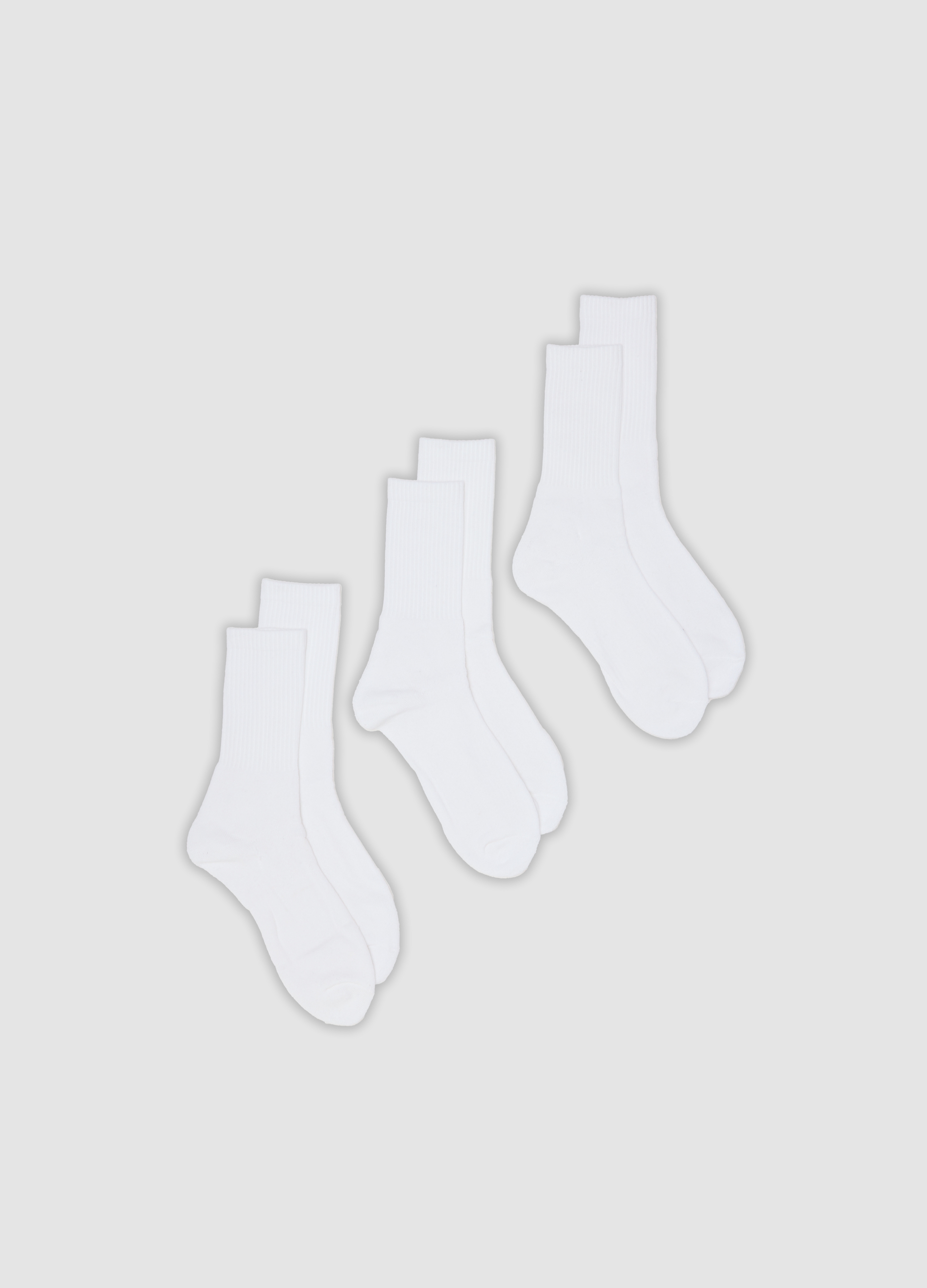 OVS, Tripack Di Calze Sportive Bianche In Cotone Elasticizzato, Uomo, Bianco, Taglia: 43-46