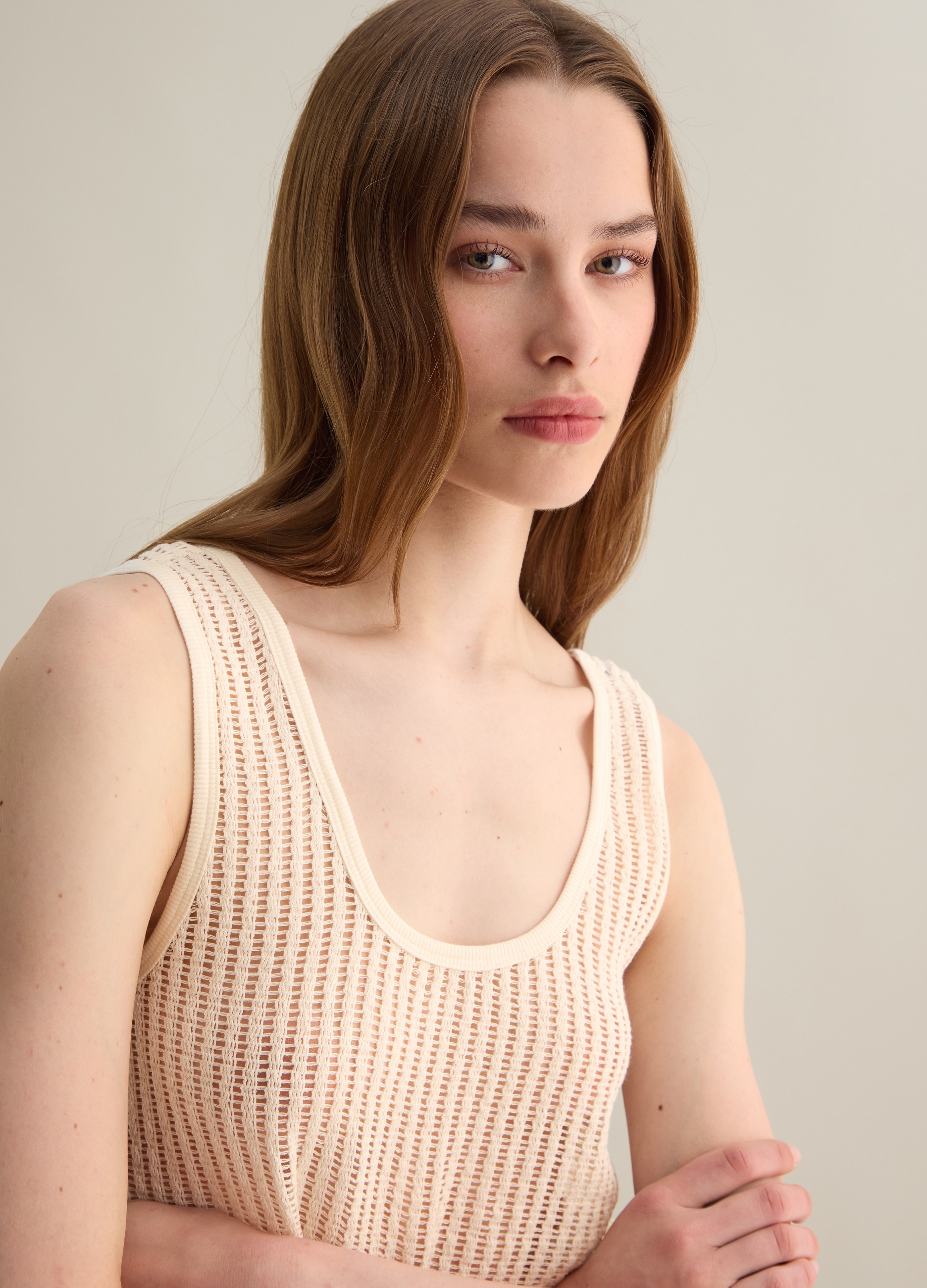 PIOMBO, Canotta Da Donna In Misto Cotone Bianca Regular Fit, Bianco, Taglia: S