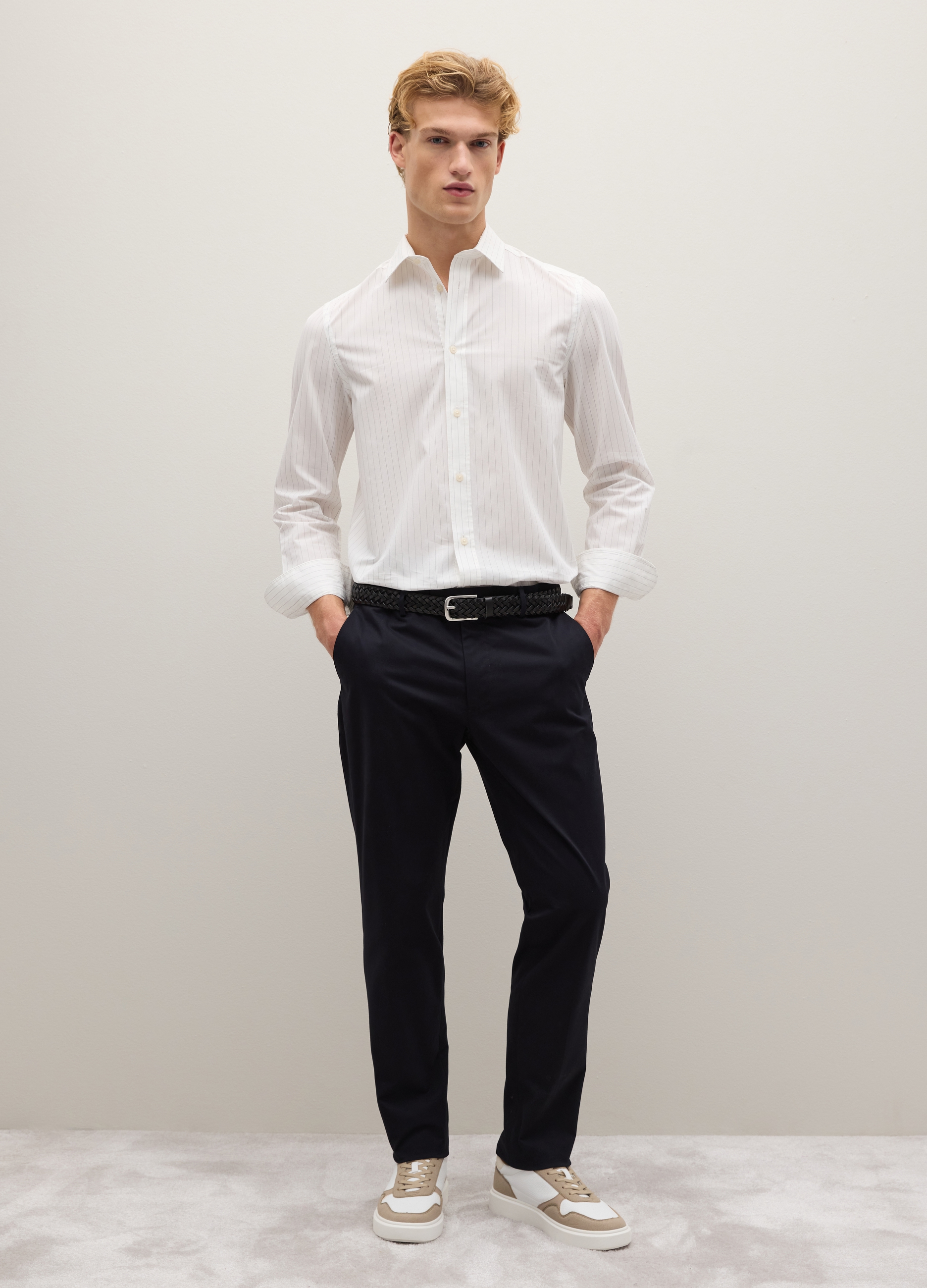 Piombo Contemporary, Pantaloni In Cotone Elasticizzato Marrone Scuro, Uomo, Marrone, Taglia: 48