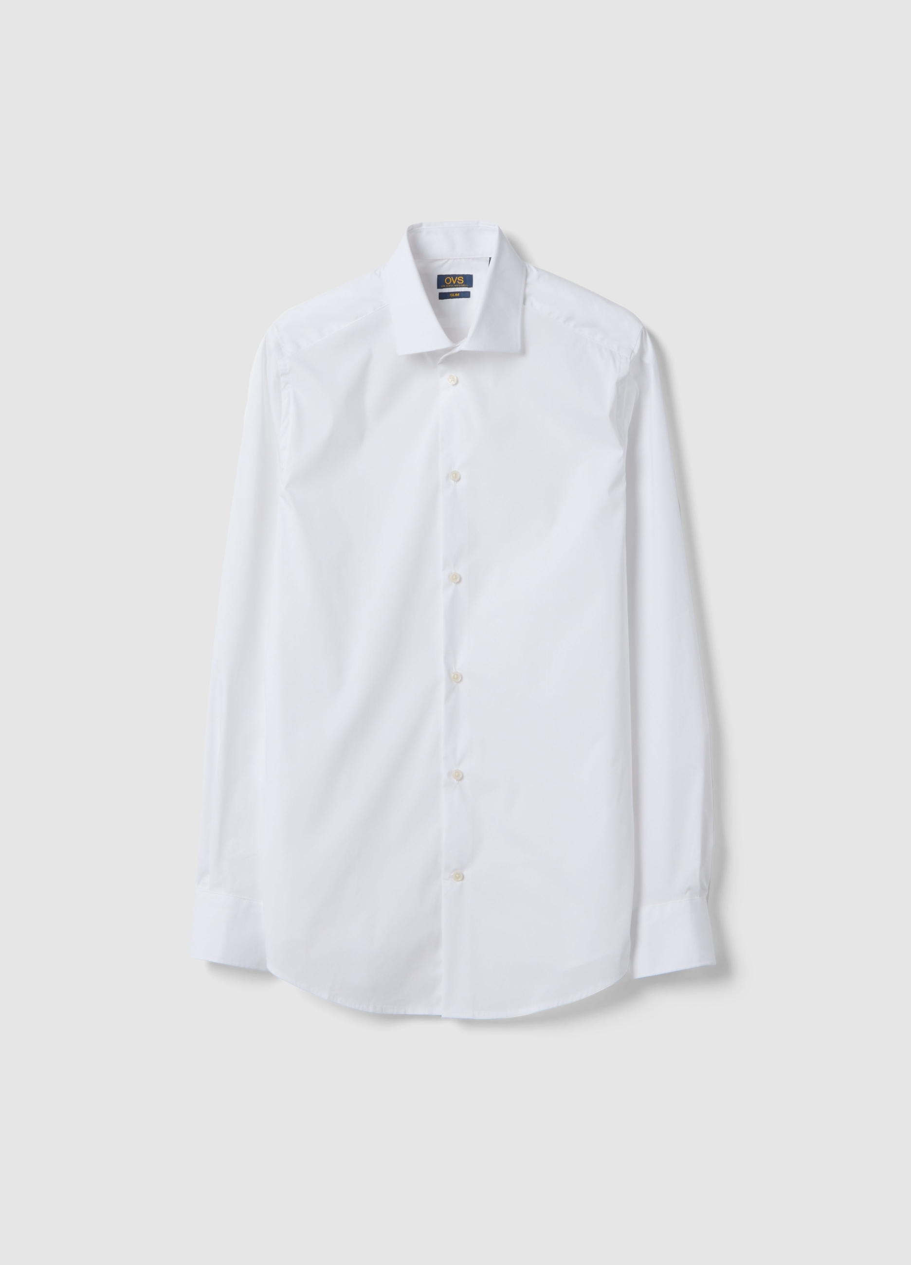 Camicia In Cotone Elasticizzato Bianca Slim Fit Con Collo Classico, Hombre, Blanco óptico, Talla: 44