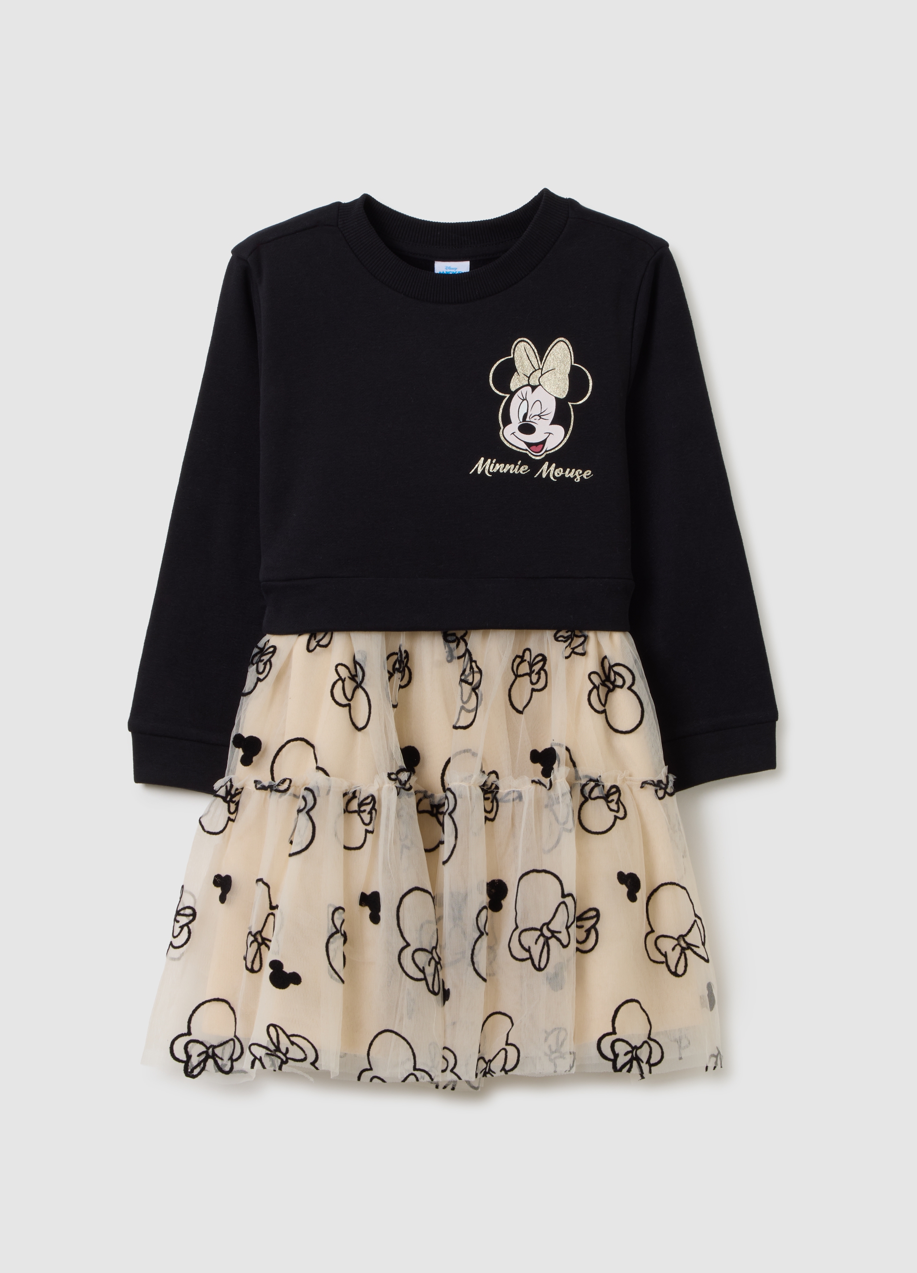 DISNEY, Abito Da Bambina In Misto Cotone Multicolor Con Tulle E Stampa Disney, Multicolor, Taglia: 9-10