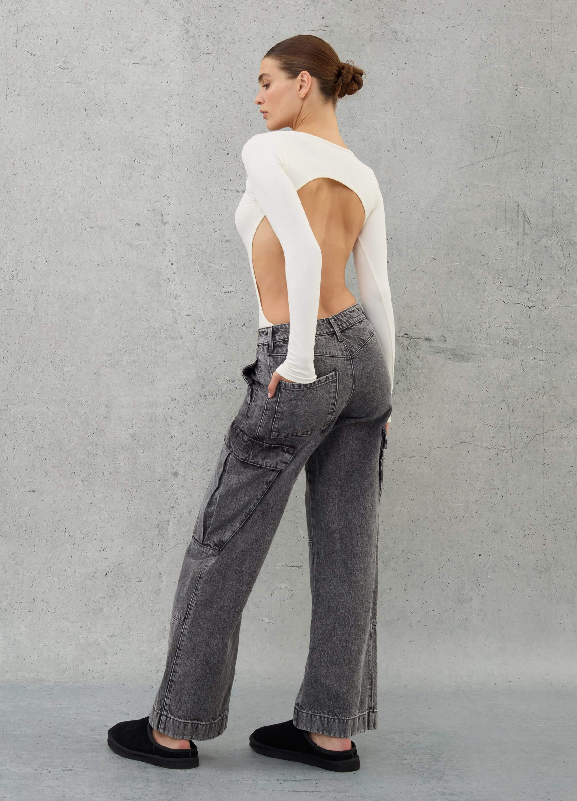 OVS, Cargo Denim Vintage Gray, Mujer, Gris granito, Talla: 40