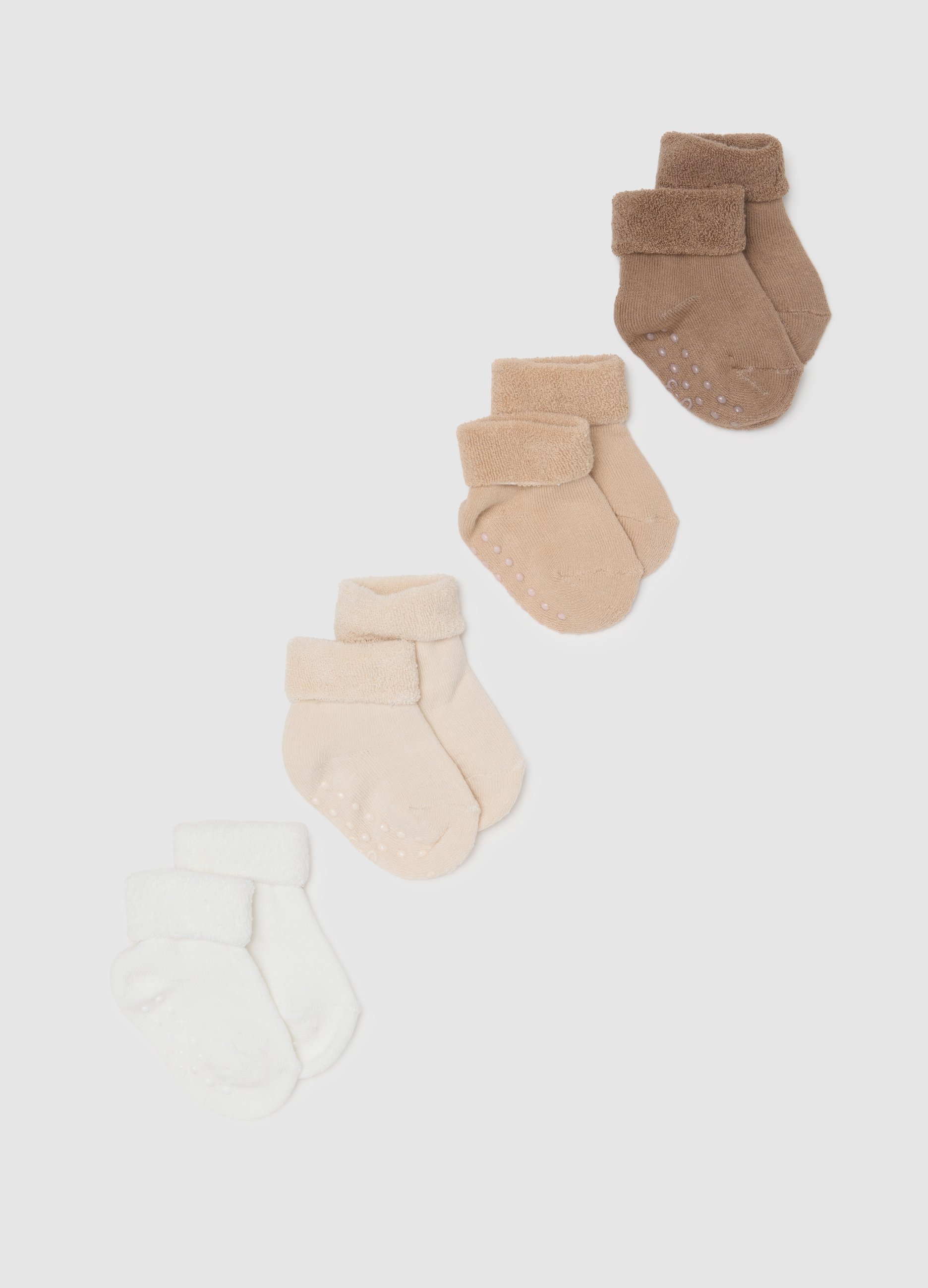 Conjunto De Tres Pares De Calcetines Para Bebé En Algodón Multicolor Elástico, Unisex, Beige/Marrón, Talla: 6-12