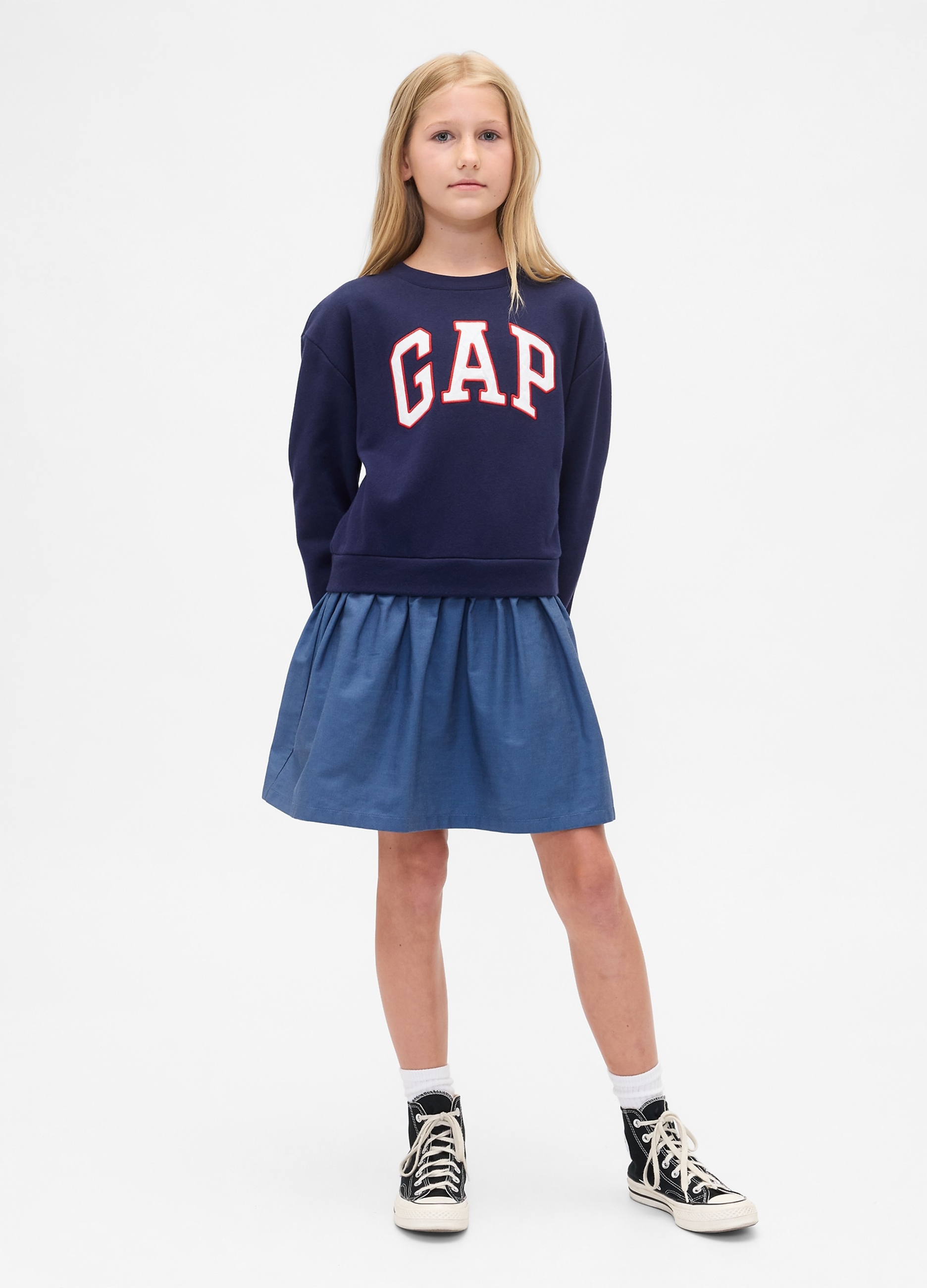 GAP KIDS, Abito Con Gonna Denim, Bambina, Blu, Taglia: S/114-134