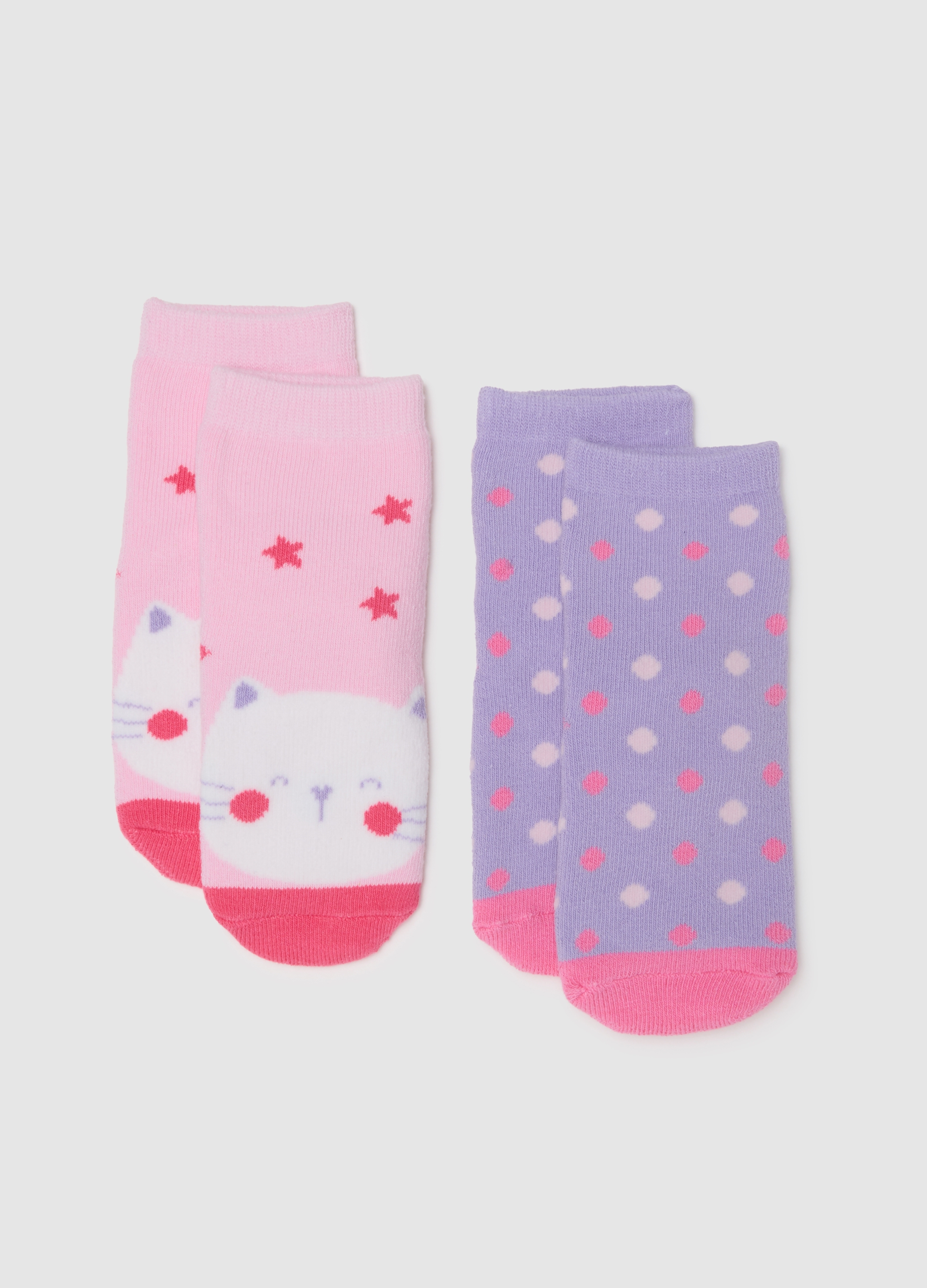 Bipack De Calcetines De Algodón Multicolor Elásticos Para Niñas, Niña, Rosa/Morado, Talla: 24-30
