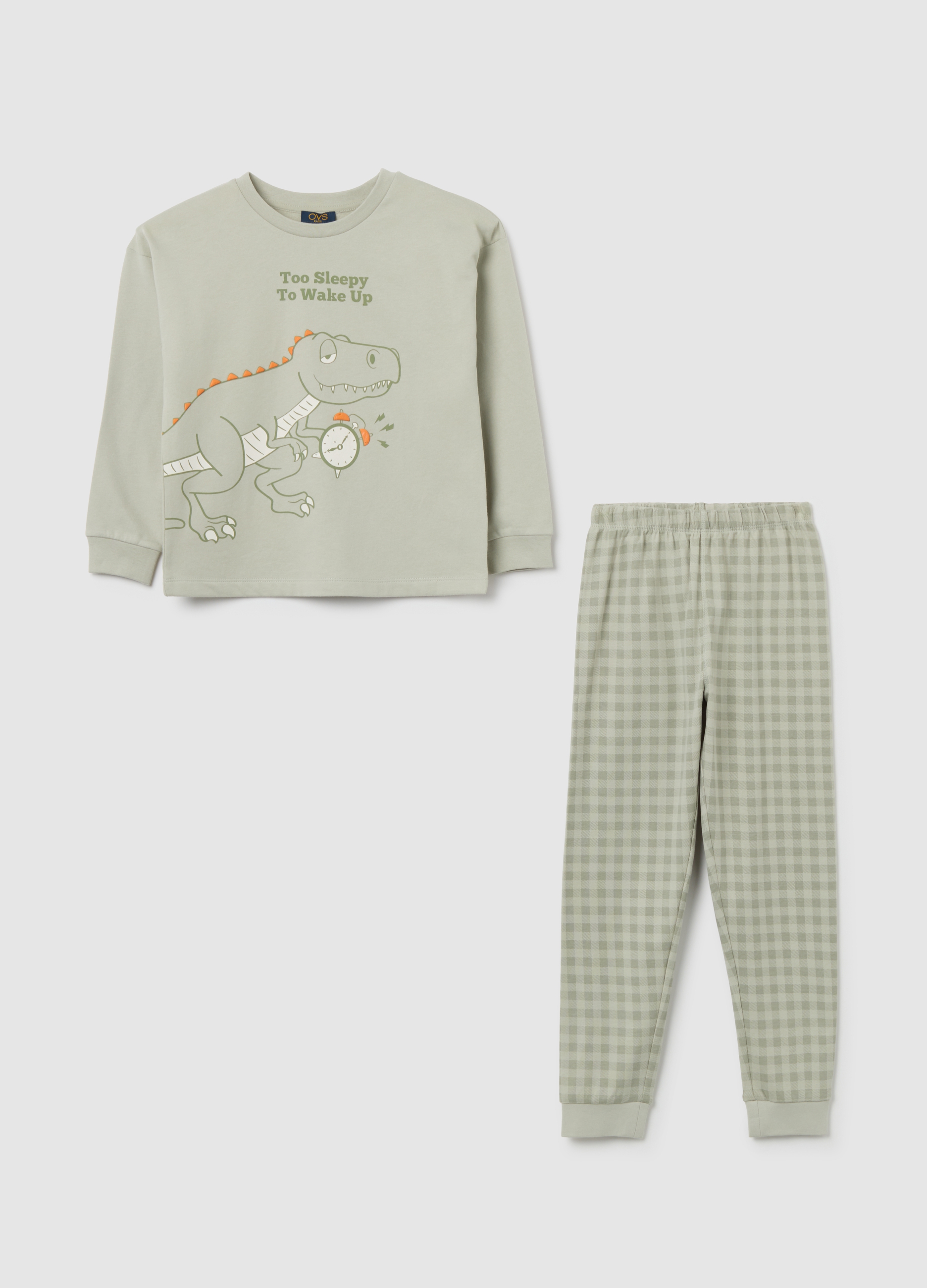 OVS KIDS, Pijama Gris Con Dinosaurio Para Niños, Niño, Blanco/gris, Talla: 9-10