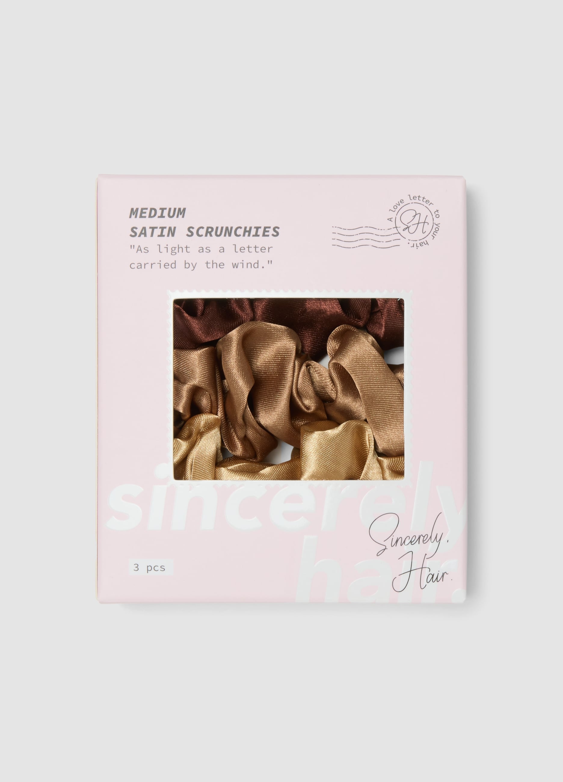 SINCERELY HAIR, Sincerely Hair Medium Satin Scrunchies 3 Pezzi Mocha, Unisex, Marrone, Taglia: FASUL