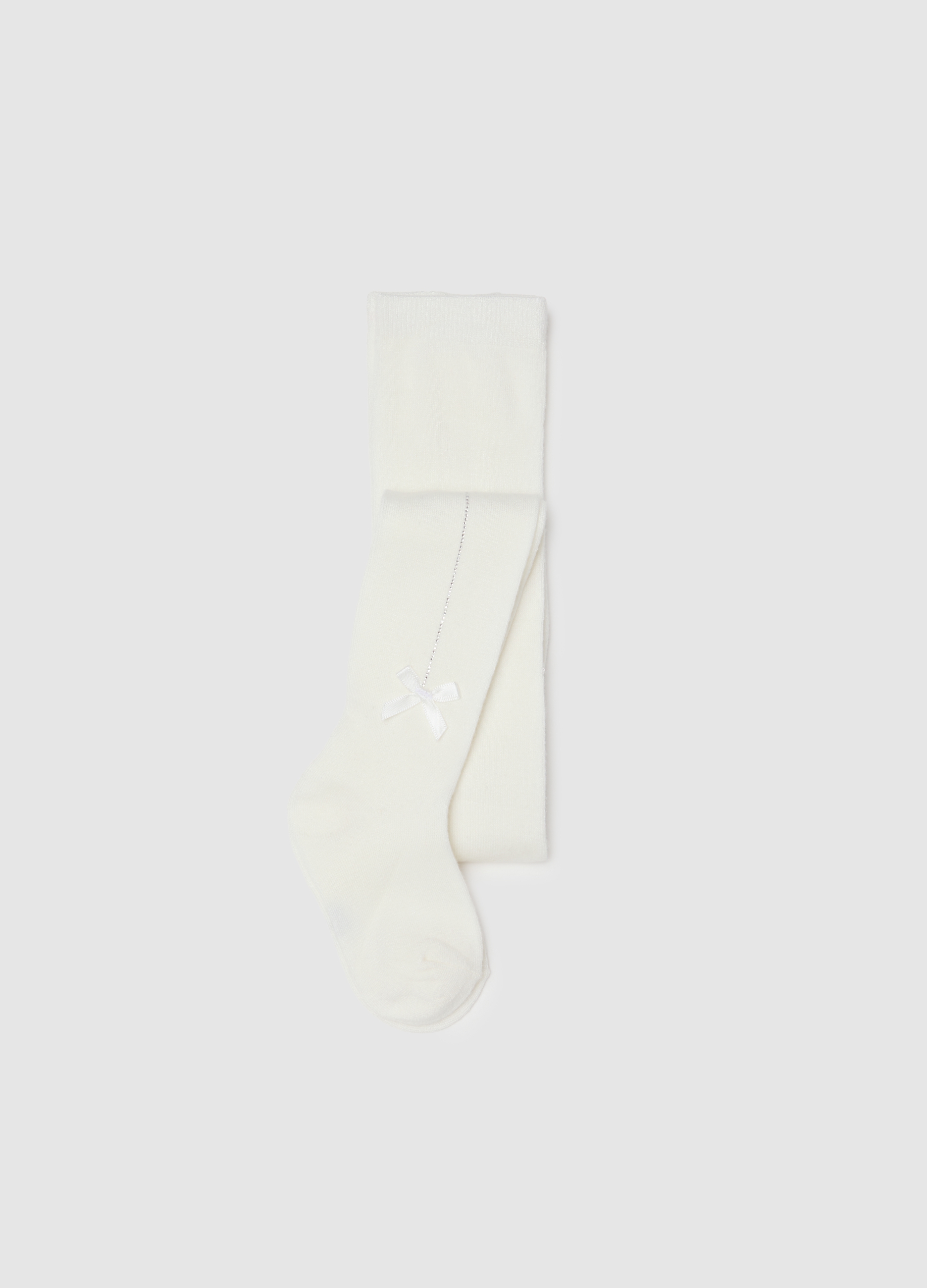 OVS KIDS, Collant Bianchi Da Bambina Con Fiocco, Niña, Blanco hielo, Talla: 8-10