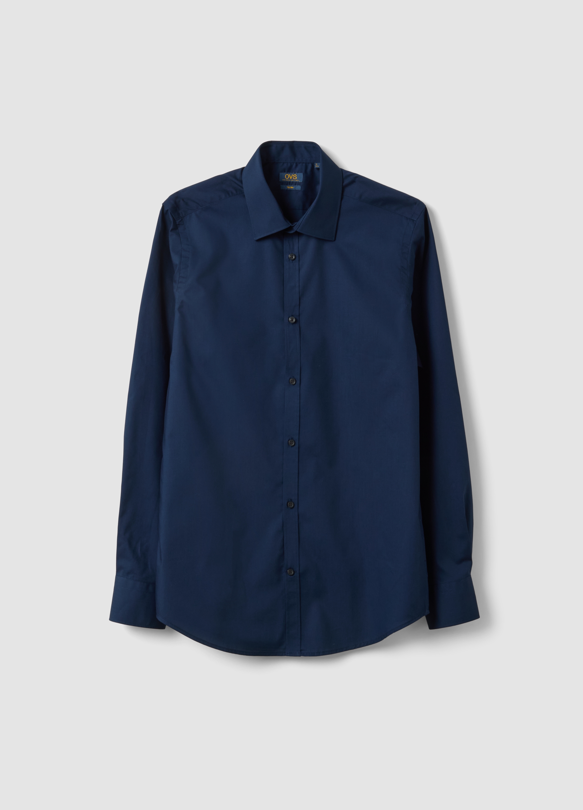 OVS, Camicia Blu Slim Fit Con Colletto Classico Easy Iron, Uomo, Blu, Taglia: 38