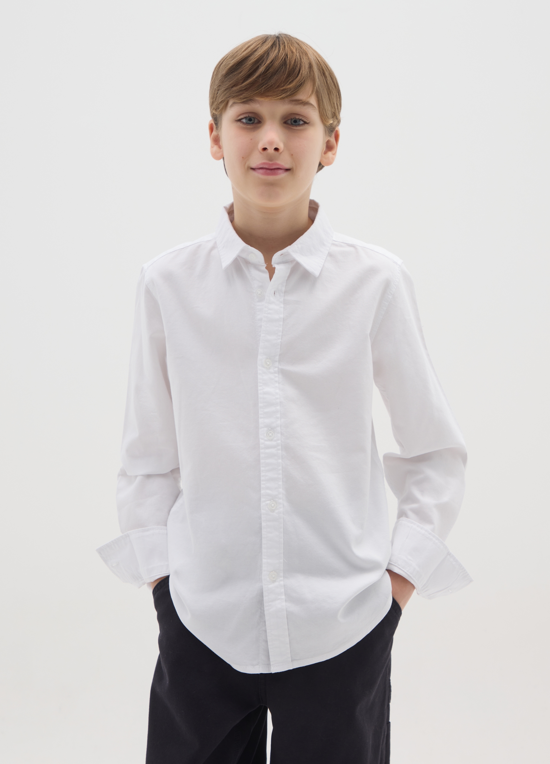 OVS KIDS, Camicia Da Ragazzo In Puro Cotone Bianca Regular Fit, Bambino, Bianco, Taglia: 11-12