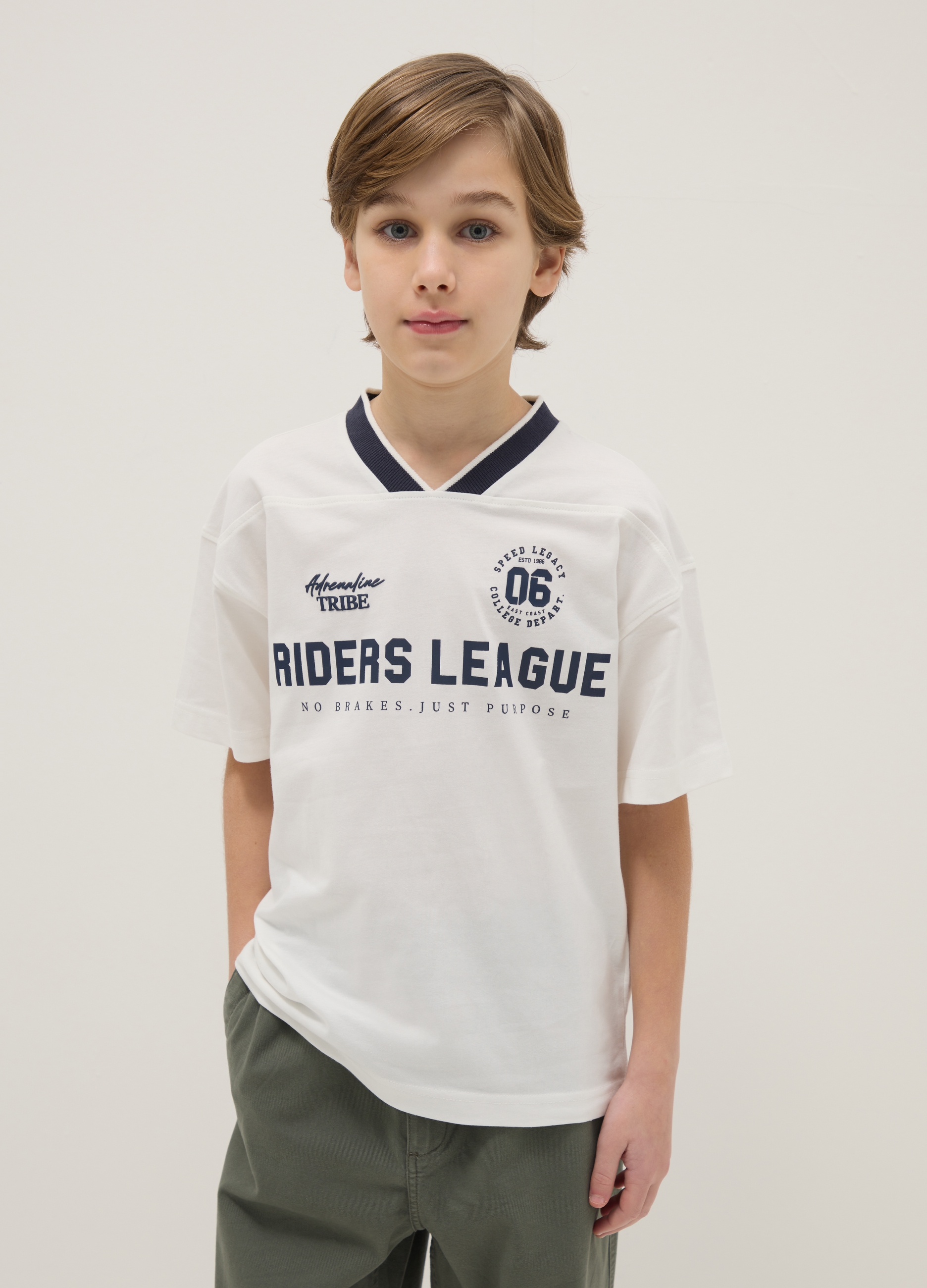 OVS KIDS, T-shirt Sportiva In Puro Cotone Bianco Da Ragazzo Oversize Fit, Niño, Blanco óptico, Talla: 14-15