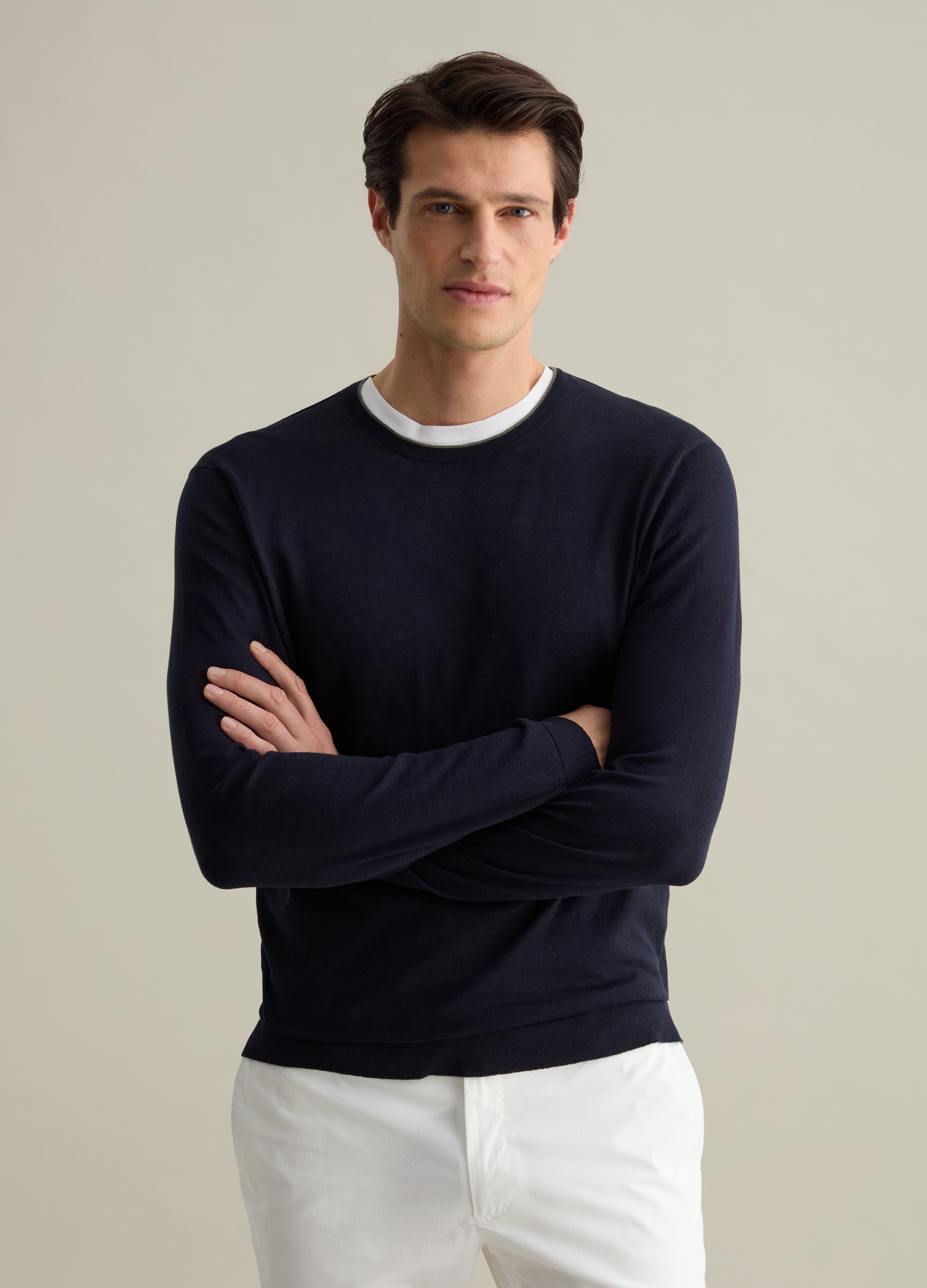 Piombo Contemporary, Jersey De Algodón, Hombre, Azul oscuro, Talla: L