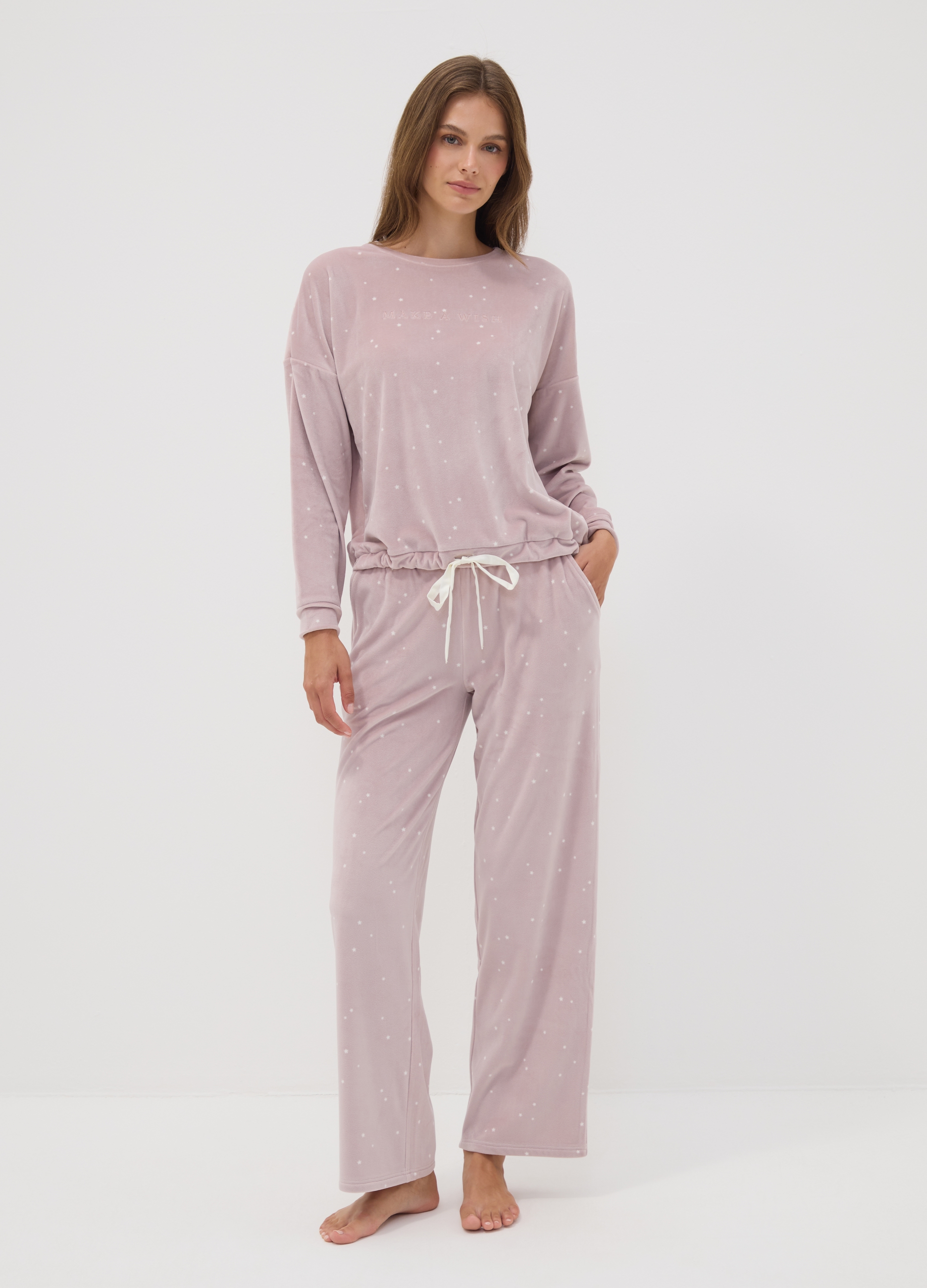 OVS, Pantaloni Pigiama Viola In Tessuto Elasticizzato A Stelle, Donna, Viola, Taglia: L