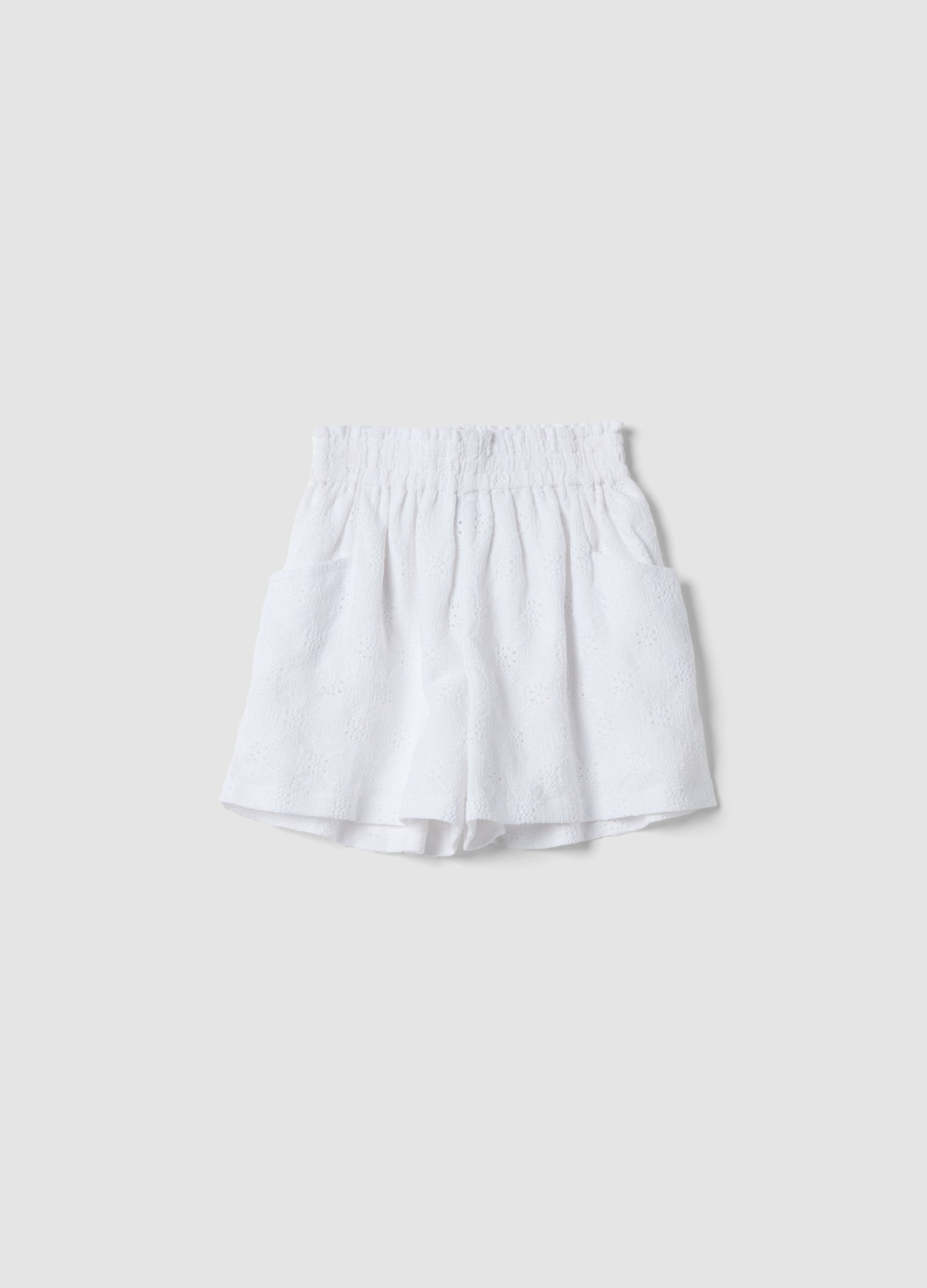 OVS KIDS, Short Blanco Para Niña En Tejido Elástico Con Cintura Elástica, Corte Regular, Niña, Blanco, Talla: 5-6
