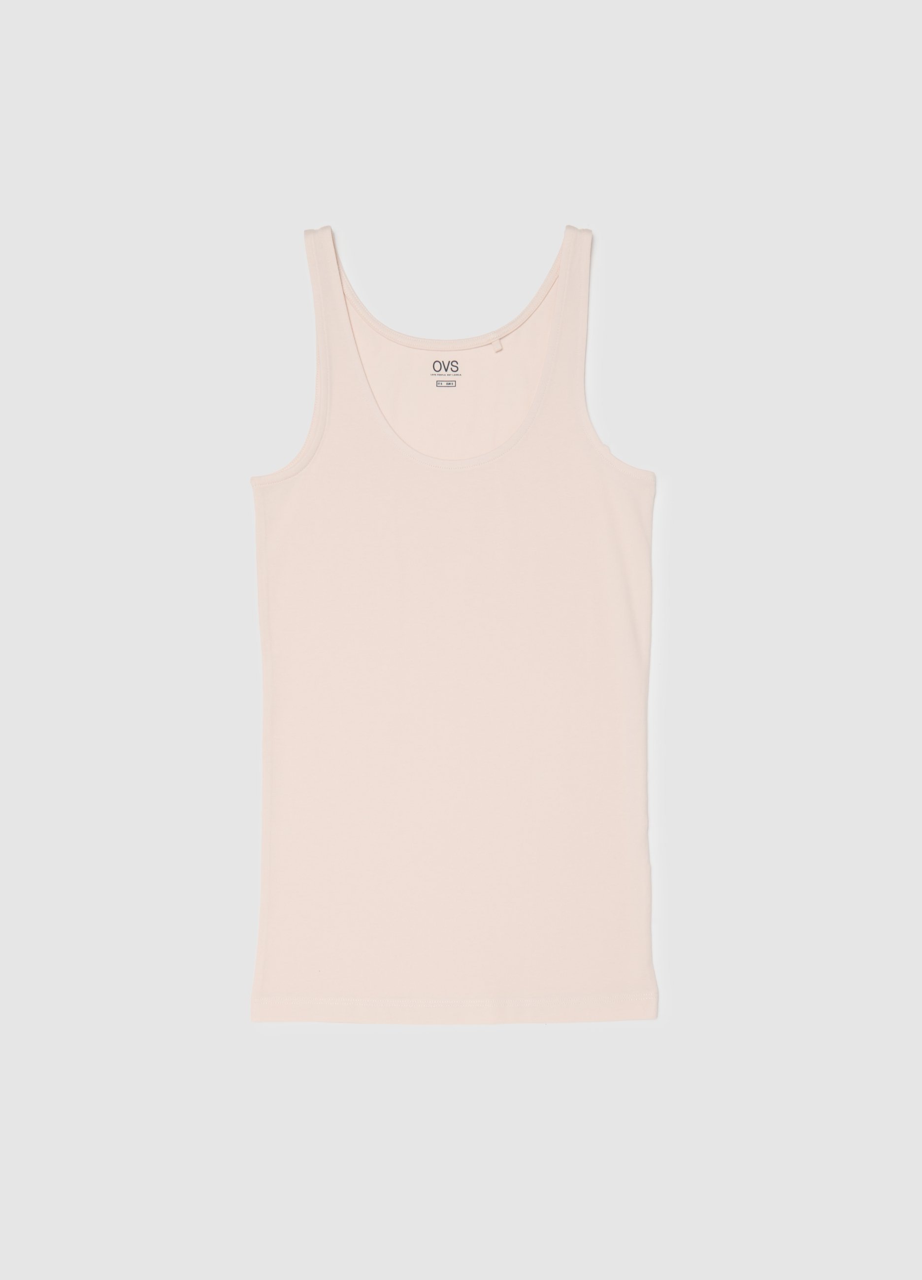 OVS, Canottiera In Cotone Elasticizzato Beige Regular Fit, Donna, Beige, Taglia: S