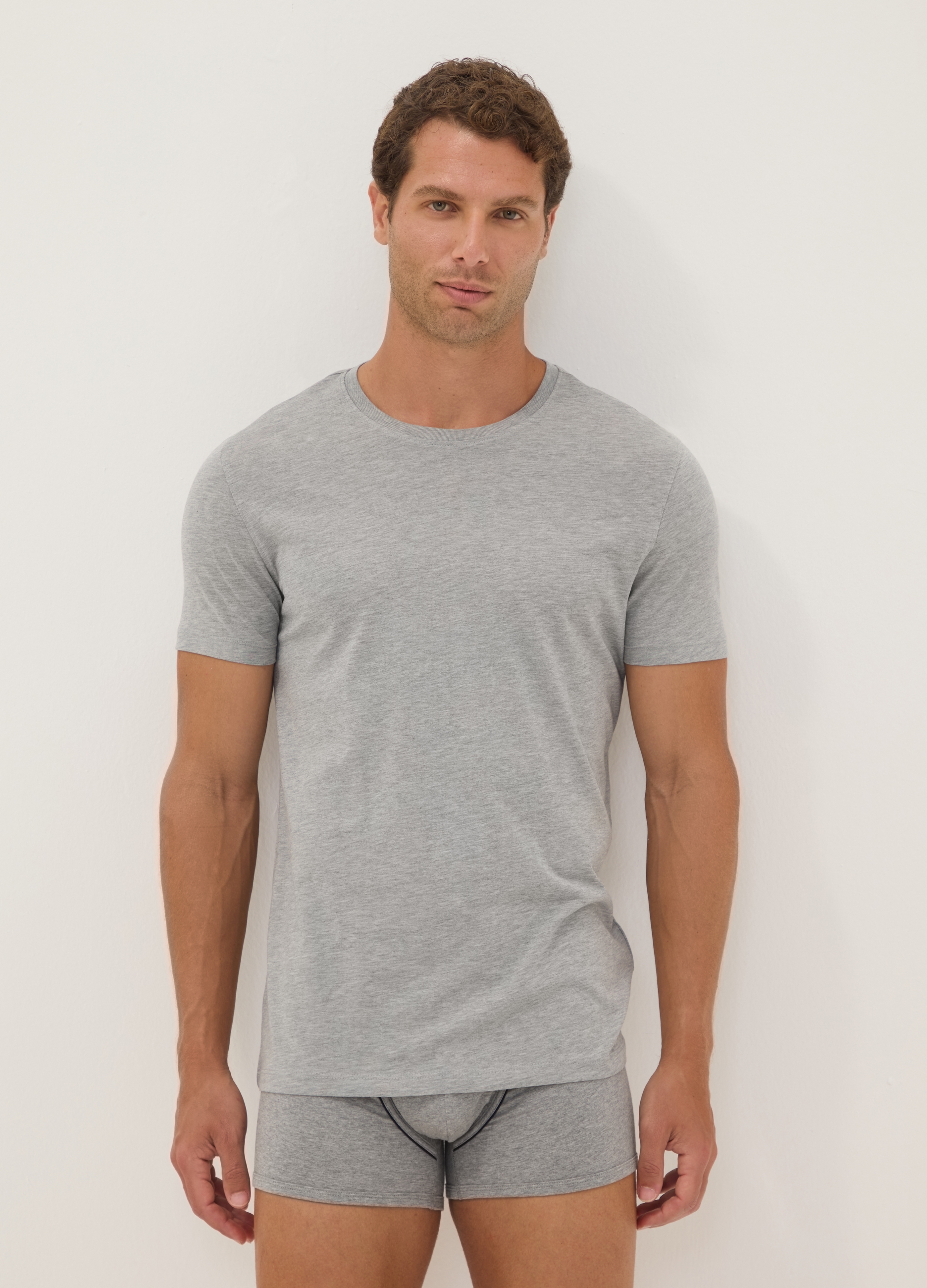 OVS, T-shirt Girocollo Grigia In Puro Cotone Supima Regular Fit, Uomo, Grigio, Taglia: XXL