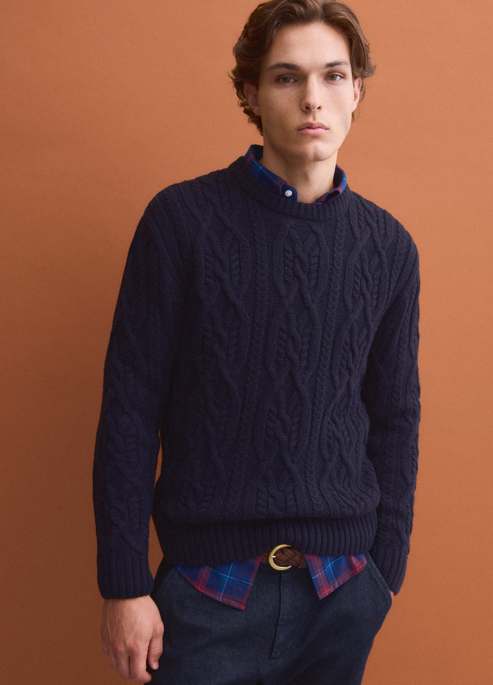 PIOMBO, Maglia Blu In Misto Lana Jacquard Regular Fit, Uomo, Blu, Taglia: XL