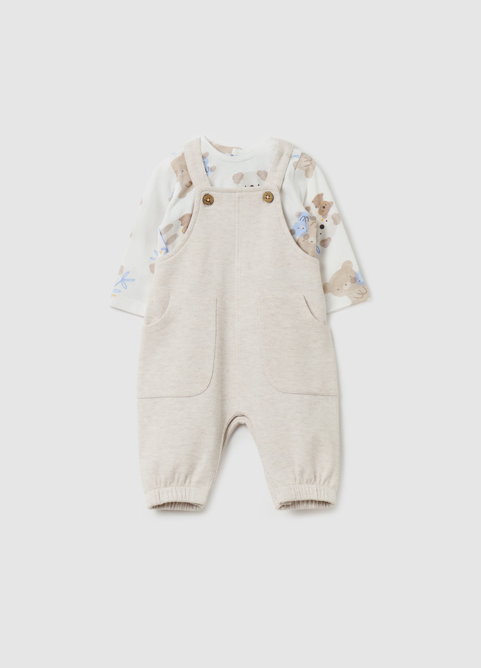 FAGOTTINO, Set T-shirt Con Stampa E Salopette, Neonato, Multicolor, Taglia: 3-6