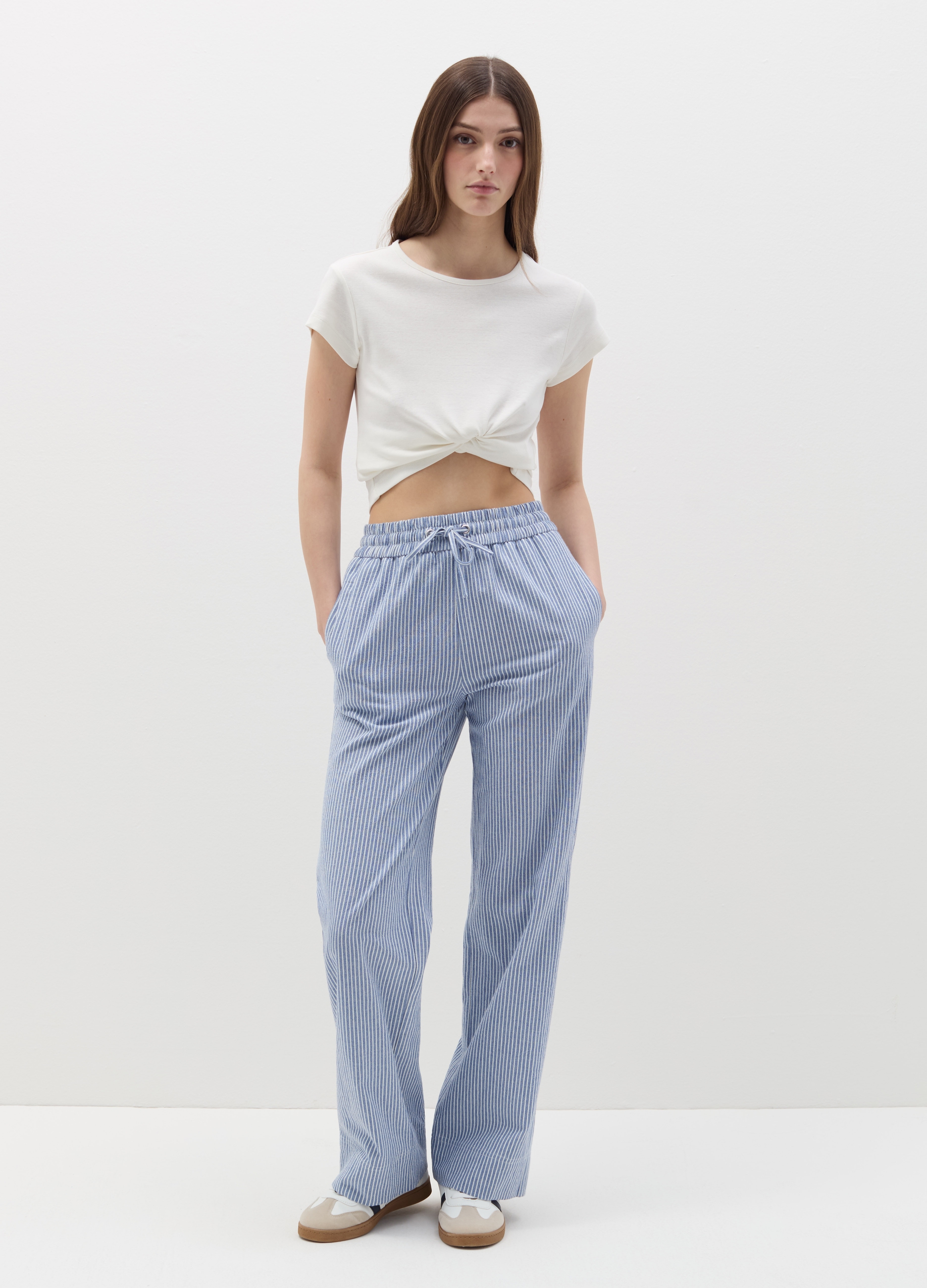 OVS, Pantalone Jogger Fluido In Cotone, Donna, Azzurro, Taglia: XL
