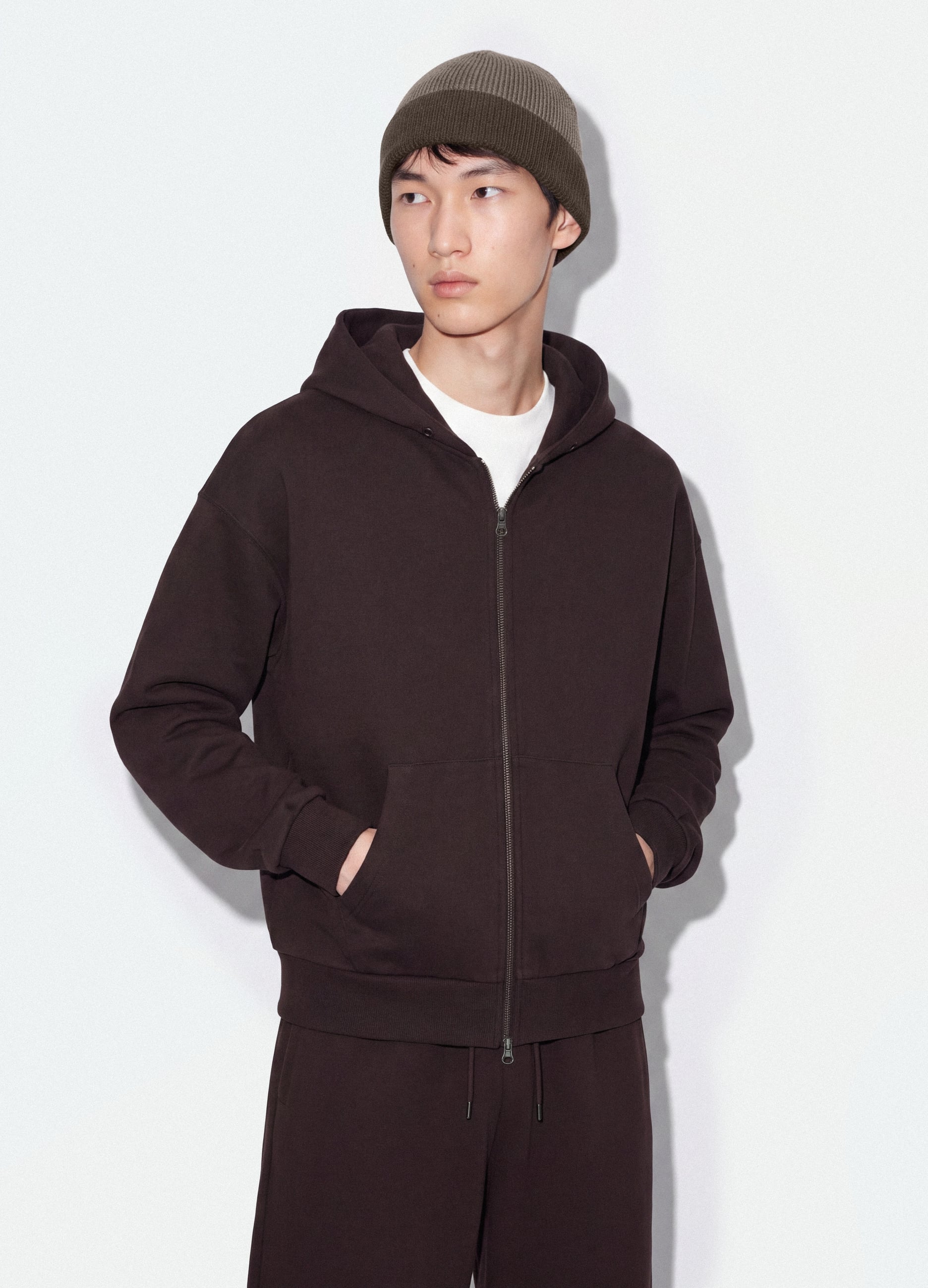 B.ANGEL, Felpa Crop Marrone In Puro Cotone Con Cappuccio Over Fit, Uomo, Marrone, Taglia: XL