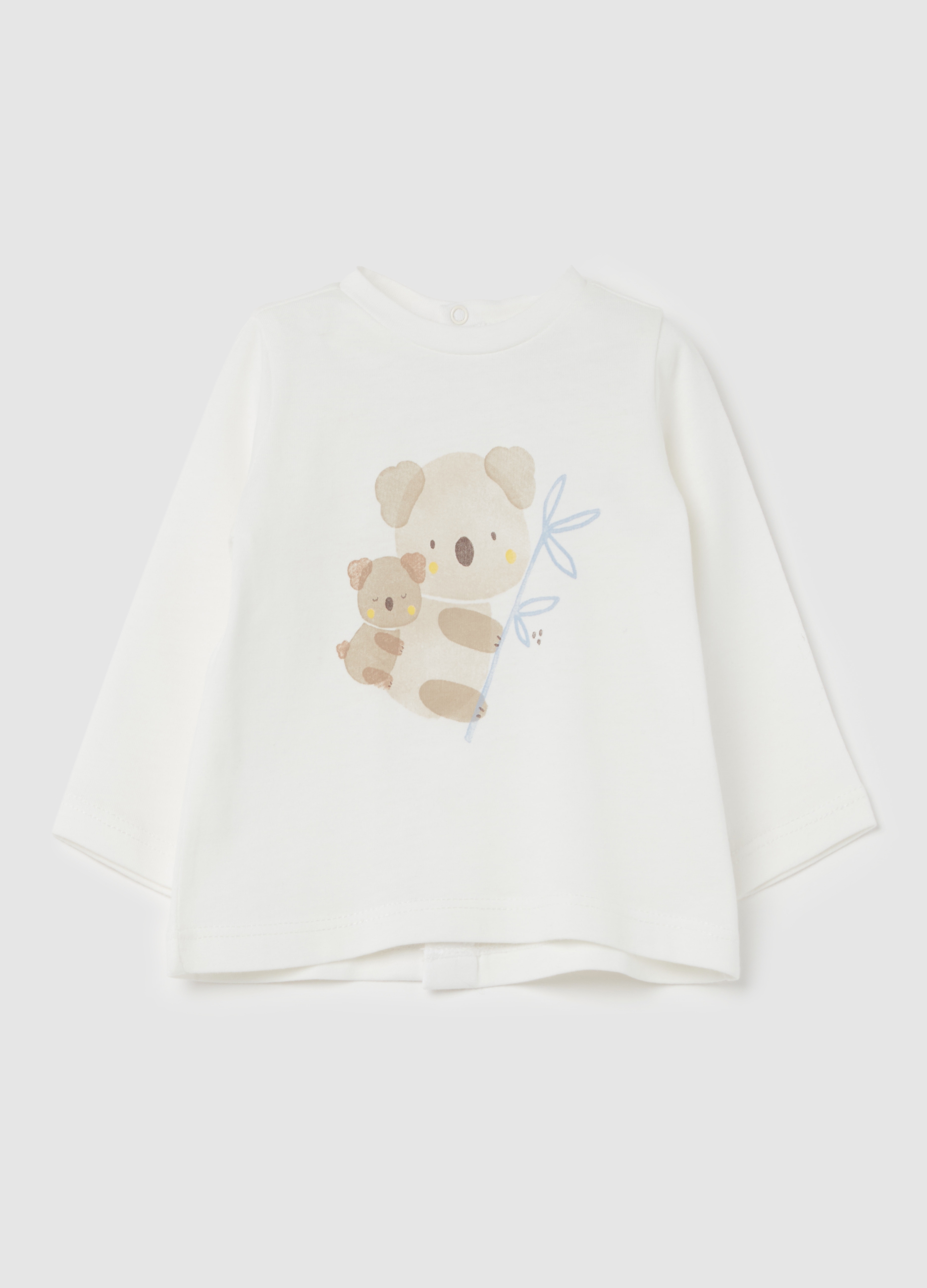 FAGOTTINO, Camiseta De Algodón Orgánico Con Estampado Koala, Bebé Niño, Blanco óptico, Talla: 3-6