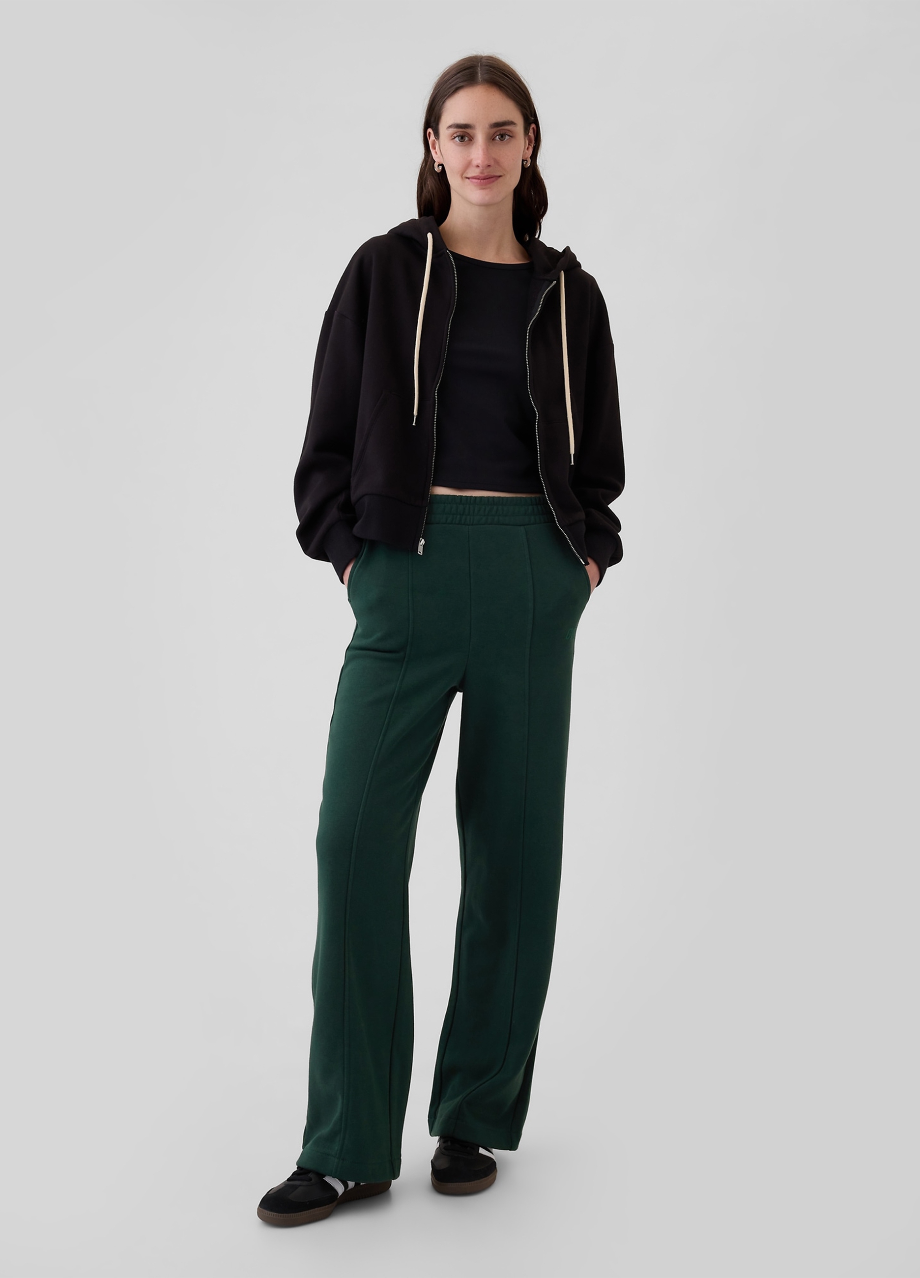 GAP, Pantalone Joggers Straight Fit Con Cuciture In Rilievo, Donna, Verde, Taglia: L