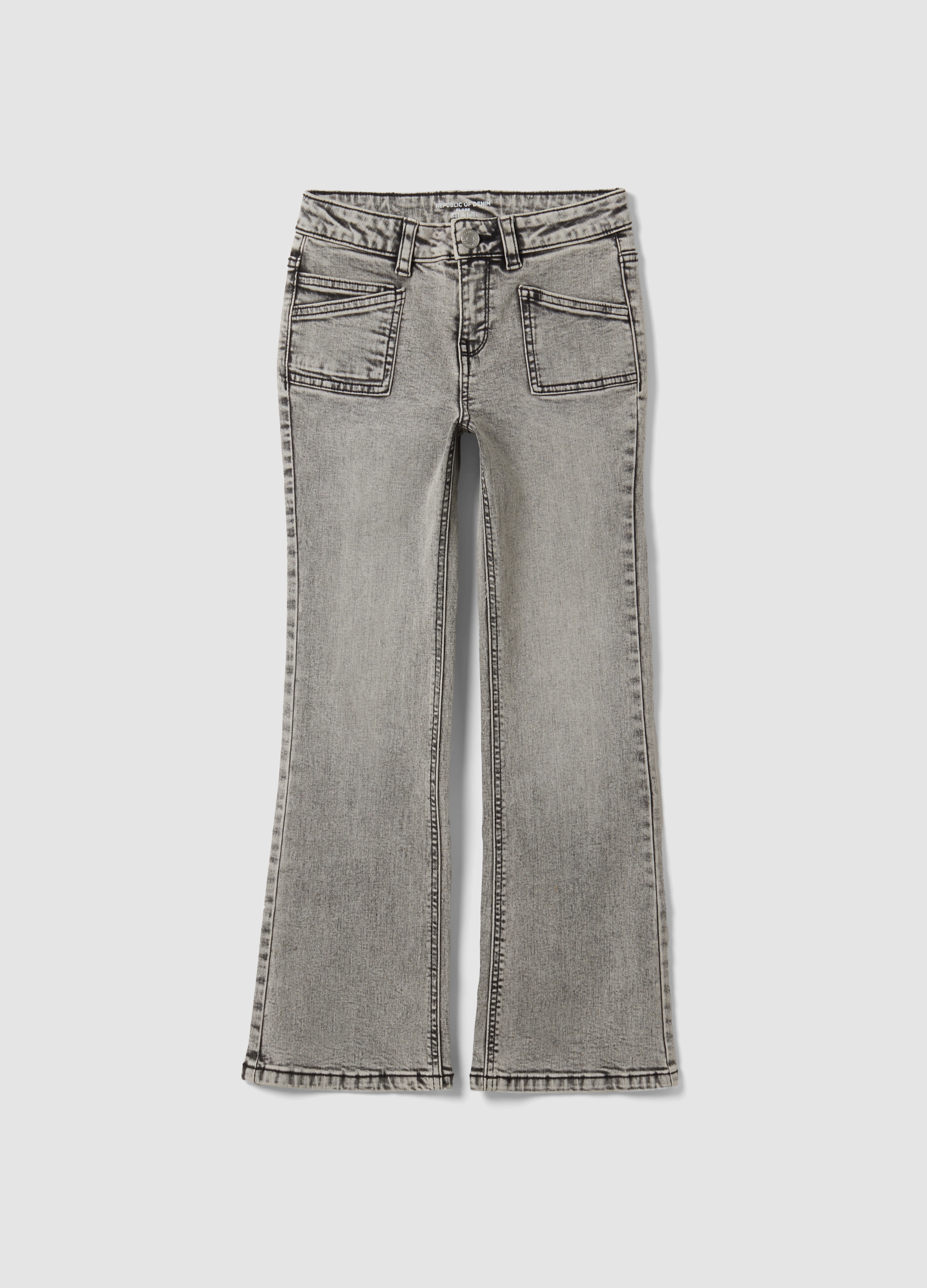 REPUBLIC OF DENIM, Jeans Grigi Flare In Cotone Elasticizzato Per Ragazza, Bambina, Grigio, Taglia: 12-13