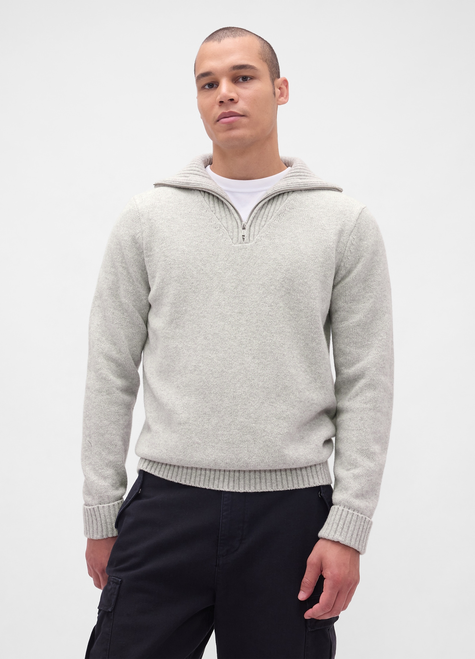 GAP, Maglione Cashsoft Con Zip In Misto Cotone, Uomo, Grigio, Taglia: M