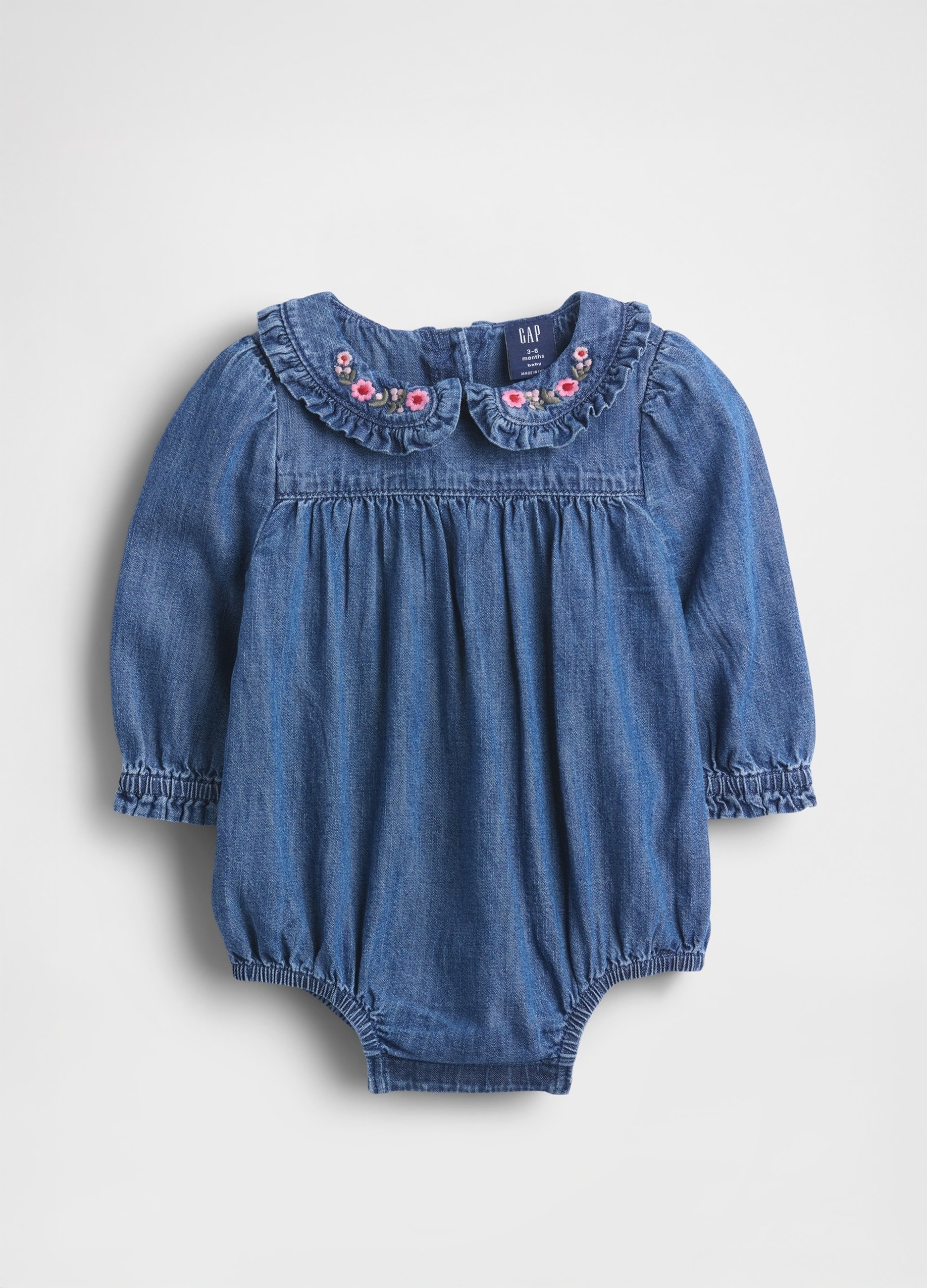 GAP KIDS, Body Con Collo Ricamato, Unisex, Denim, Taglia: 12-18M/74-79