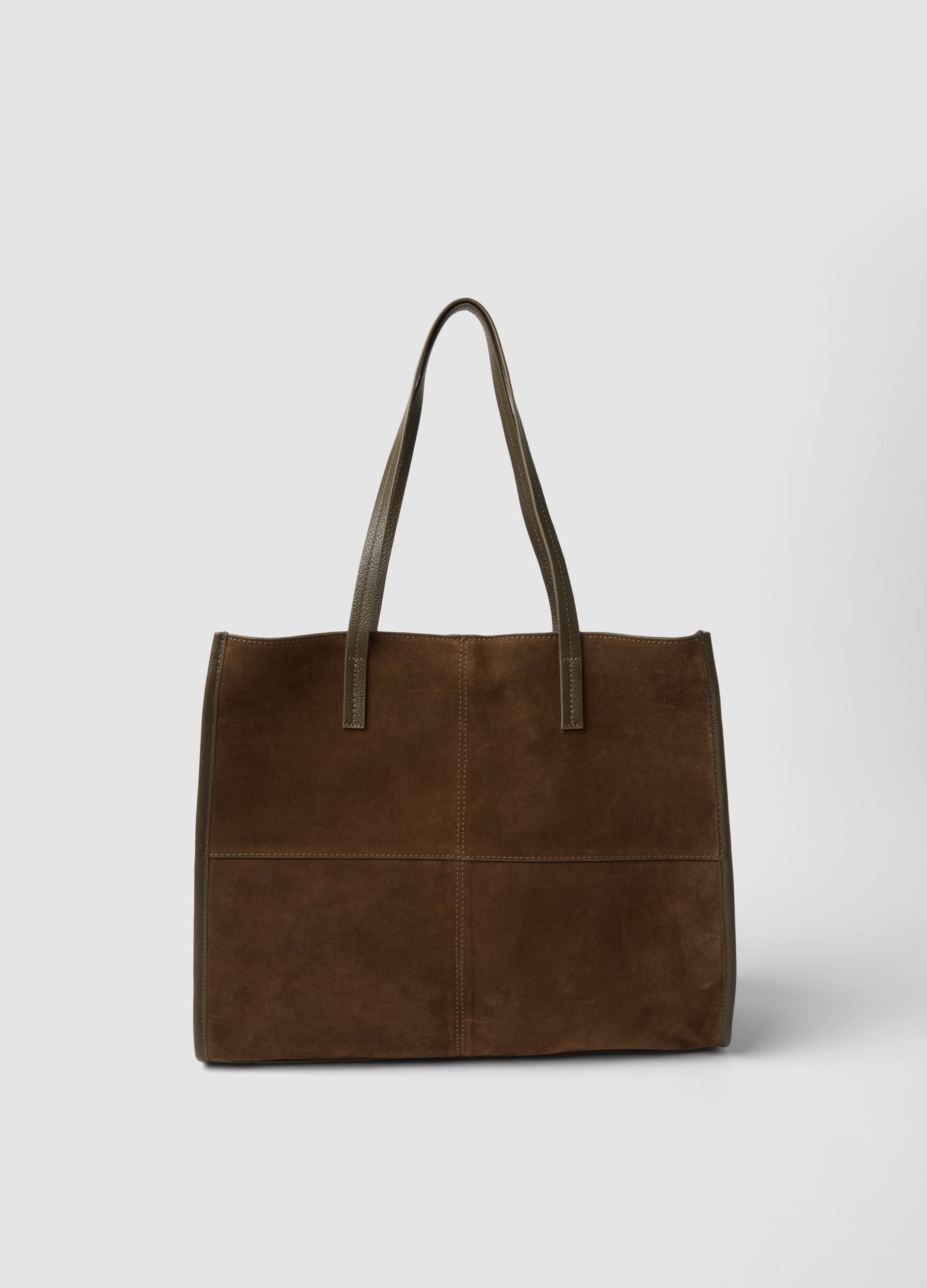 LES COPAINS, Borsa Marrone In Vera Pelle A Doppio Manico, Donna, Marrone, Taglia: ONE SIZE