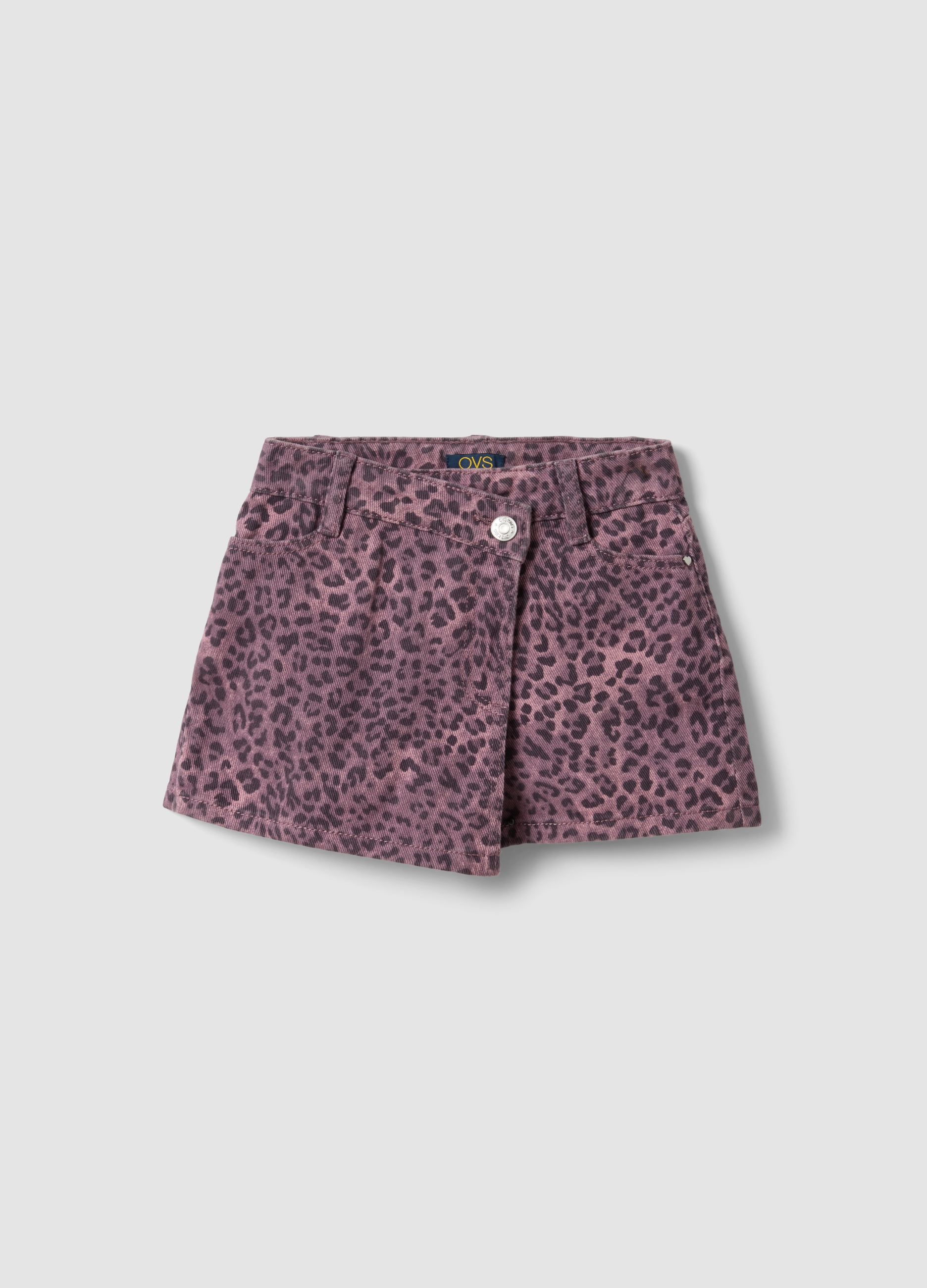 OVS KIDS, Shorts Slim Fit Rosa Animalier In Puro Cotone Per Bambina, Rosa, Taglia: 3-4