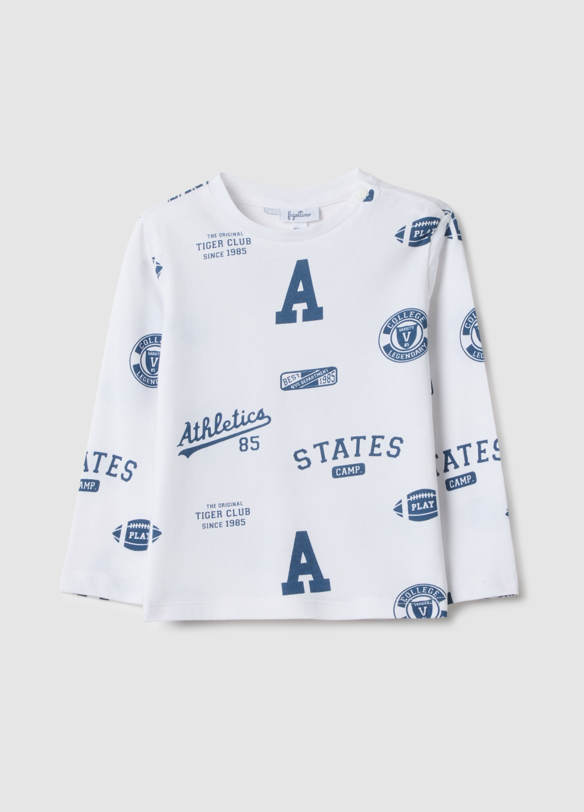 FAGOTTINO, T-shirt Da Bimbo In Puro Cotone Bianco Regular Fit, Bambino, Bianco, Taglia: 9-12