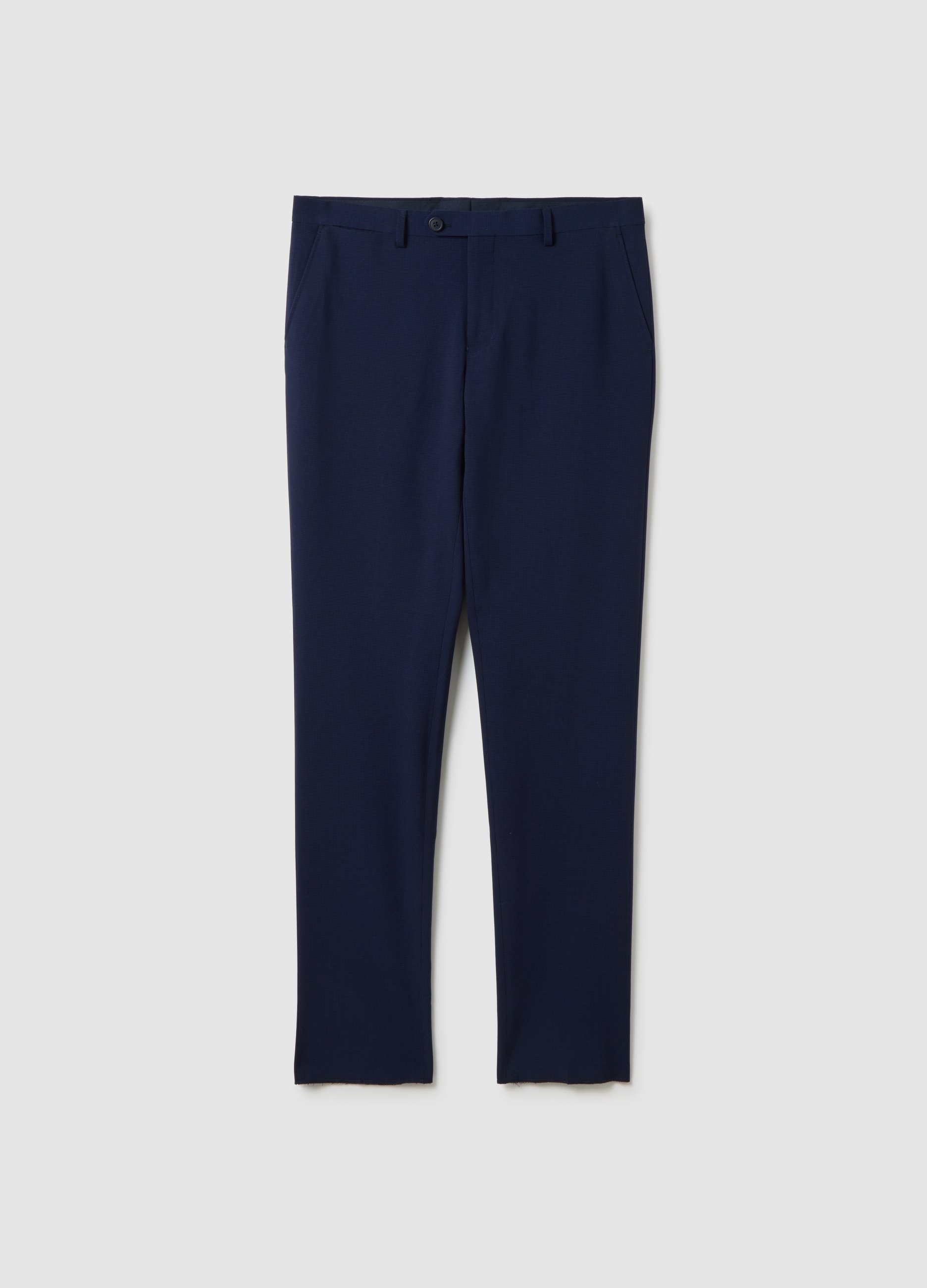 OVS, Pantaloni In Tessuto Elasticizzato Blu Slim Fit, Mann, Blau, Größe: 56