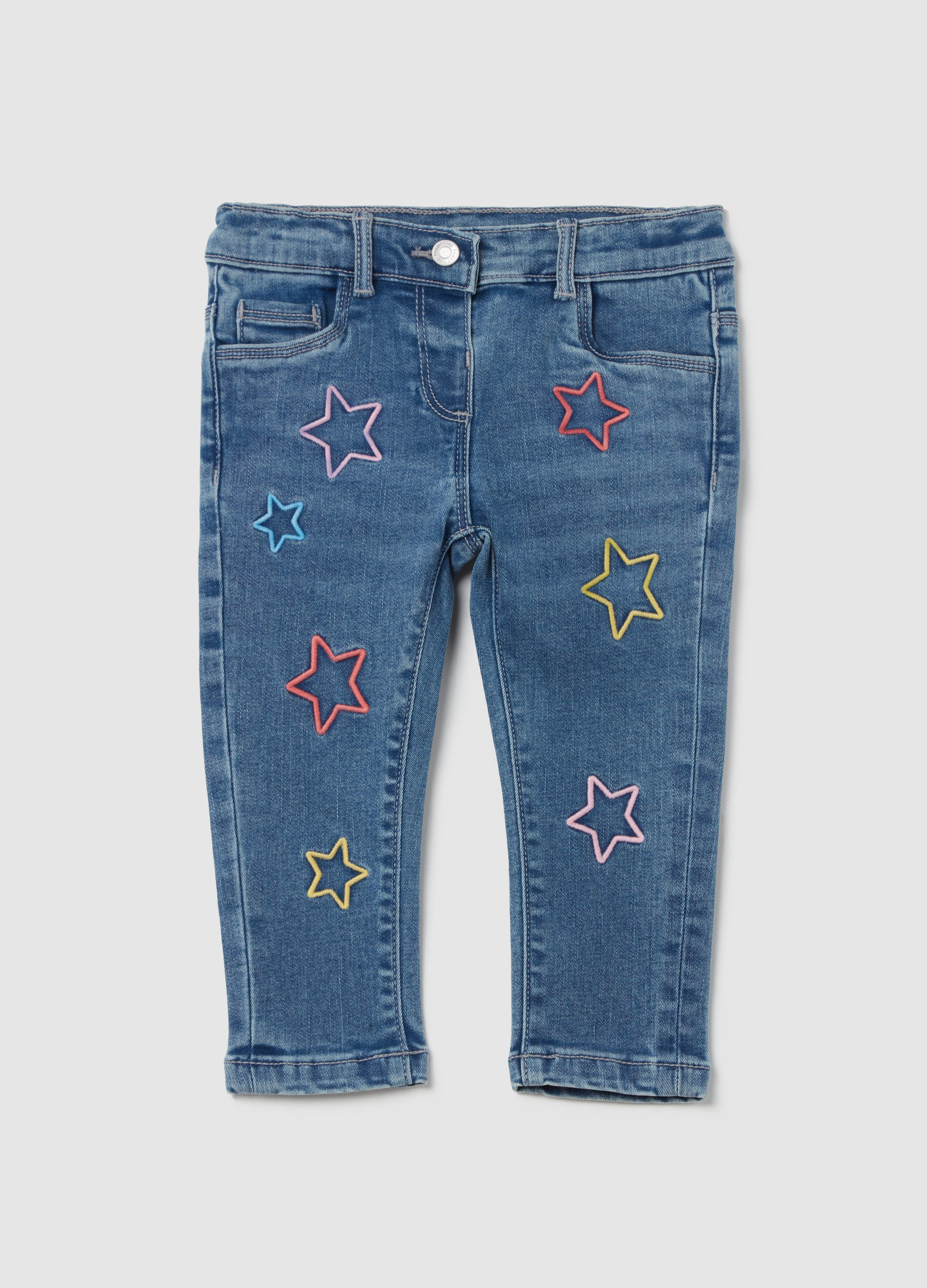 FAGOTTINO, Vaqueros Con Bordado Estrellas Multicolor, Niña, Lavado medio, Talla: 18-24