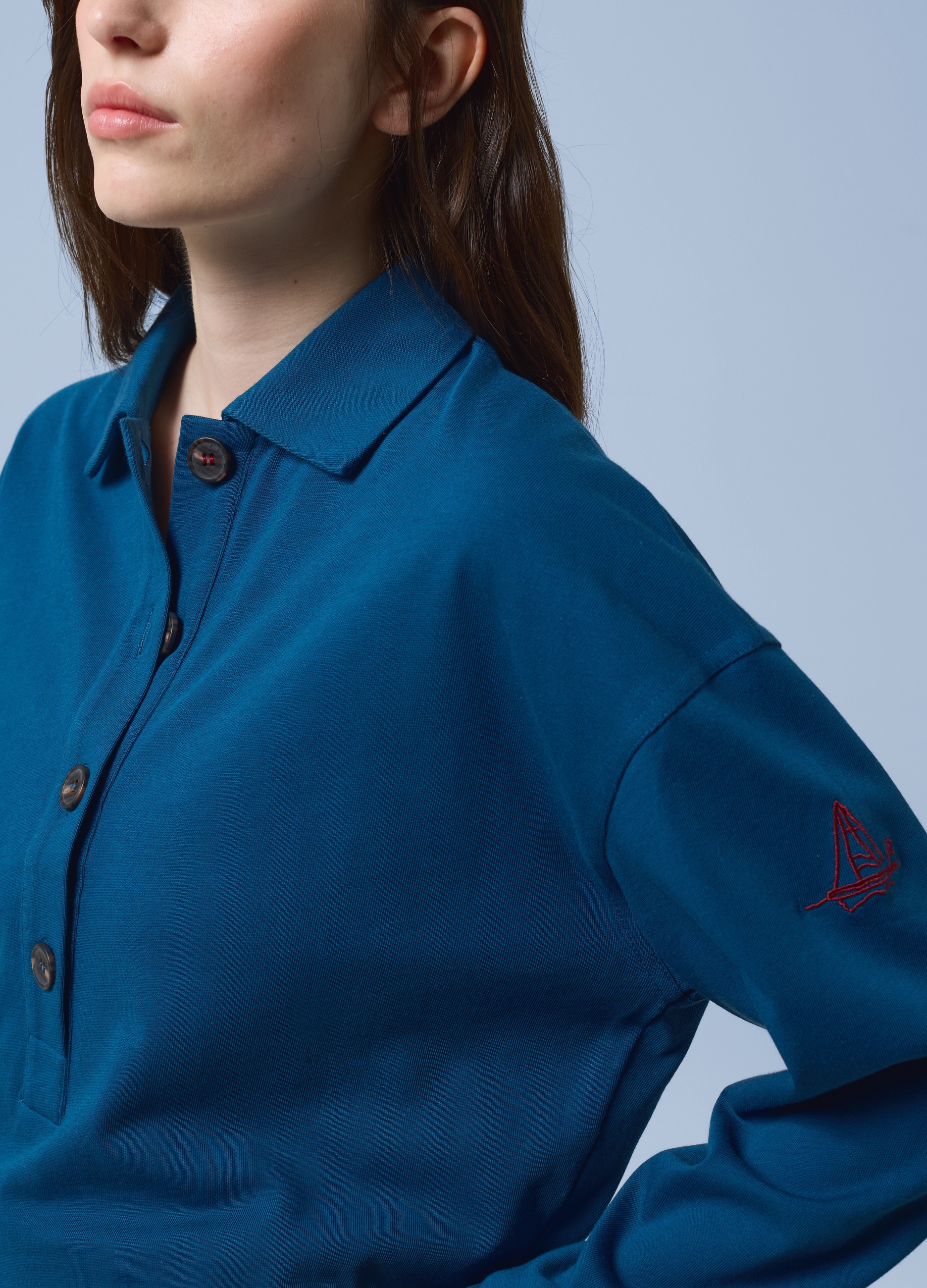 ALTAVIA, Polo A Maniche Lunghe Altavia Sailing Blu In Puro Cotone, Donna, Blu, Taglia: XS