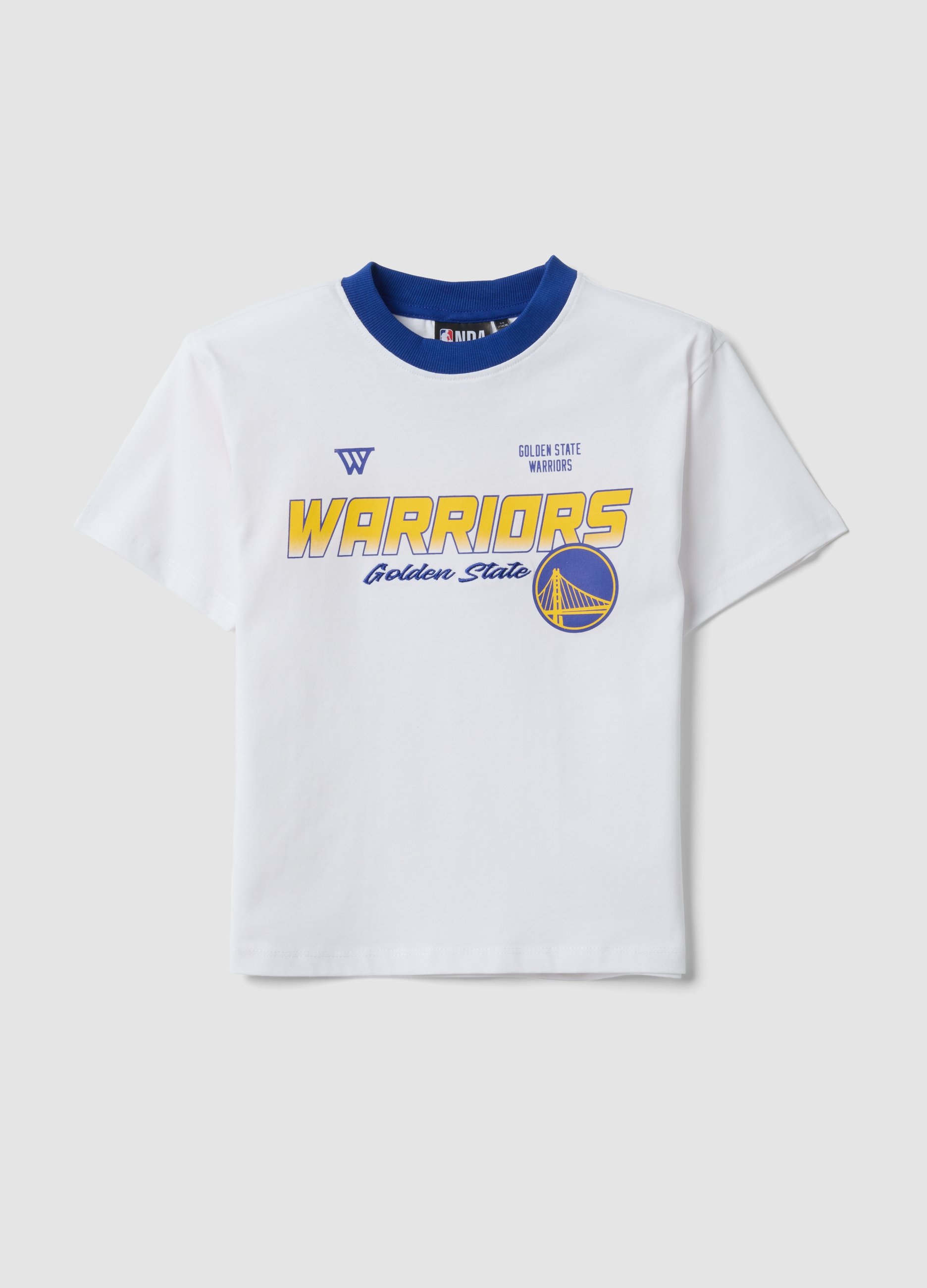 NBA, Camiseta Blanca De Manga Corta En Algodón Puro, Niño, Blanco/negro, Talla: 9-10