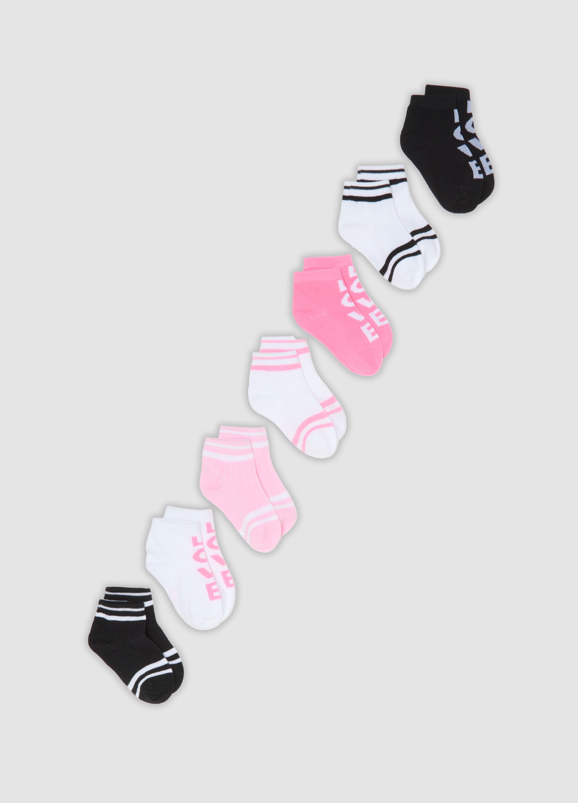 OVS KIDS, Multipack Di Sette Calze Corte Multicolor In Cotone Organico Elasticizzato, Bambina, Multicolor, Taglia: 28/30