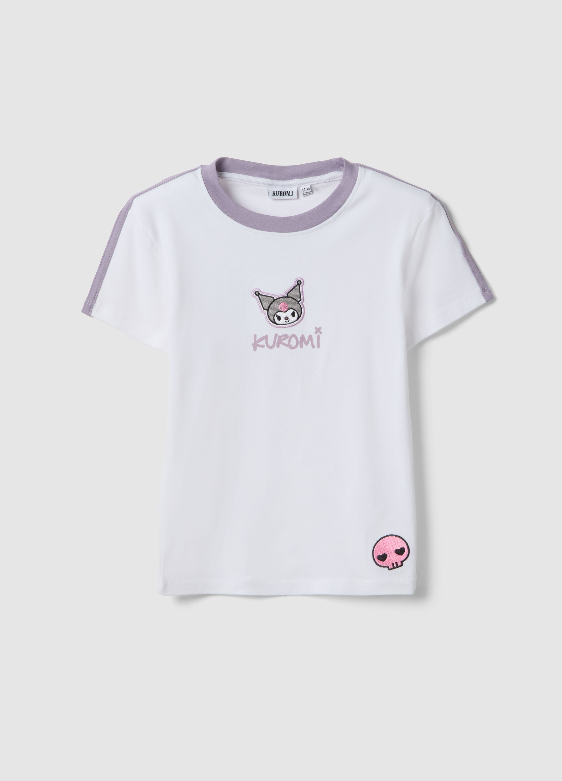 OVS KIDS, T-shirt In Cotone Elasticizzato Bianco Da Ragazza Slim Fit Con Kuromi, Niña, Blanco óptico, Talla: 10-11