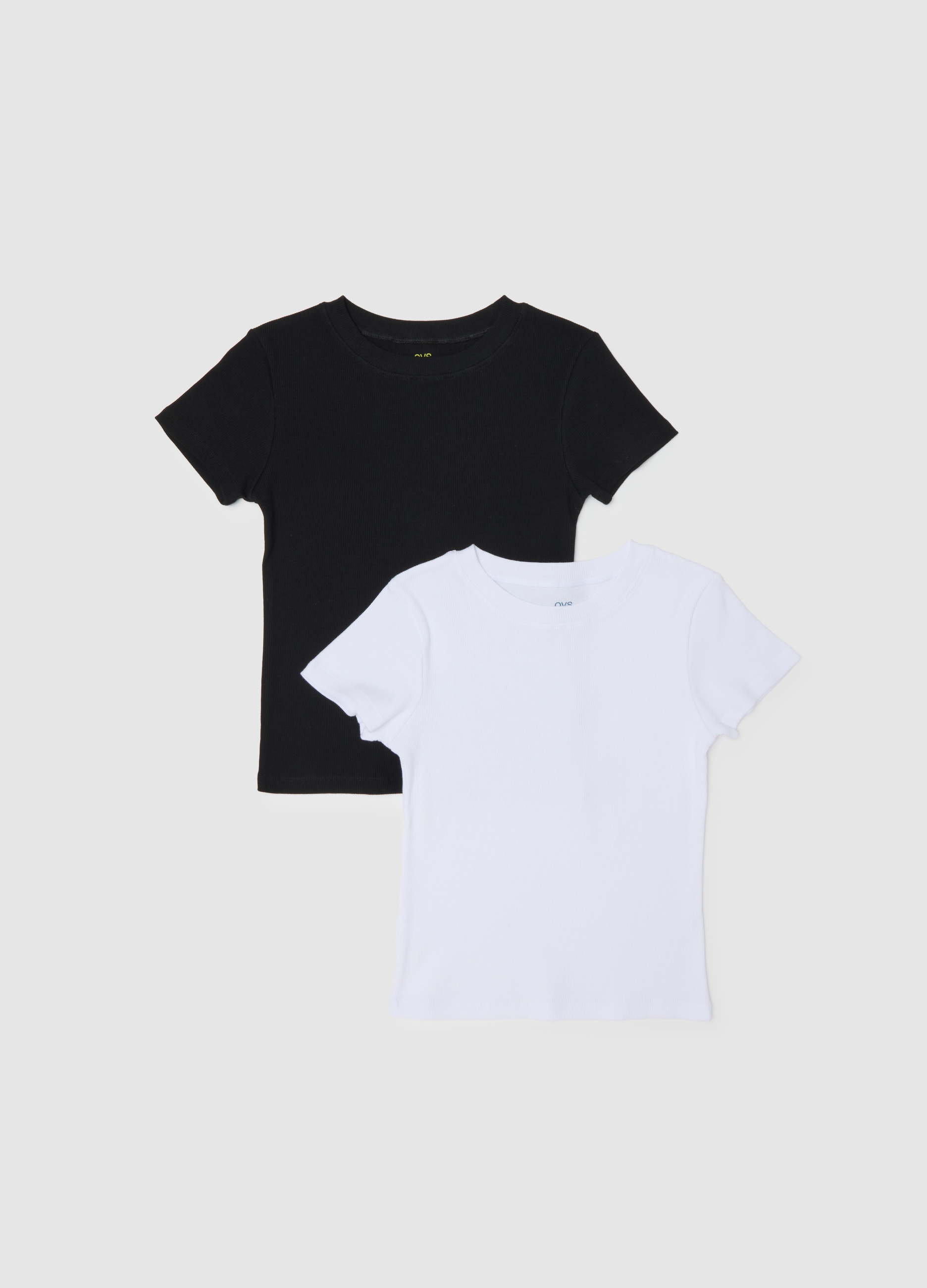 OVS KIDS, T-shirt Nera In Cotone Elasticizzato Per Bambina, Bianco, Taglia: 10-11