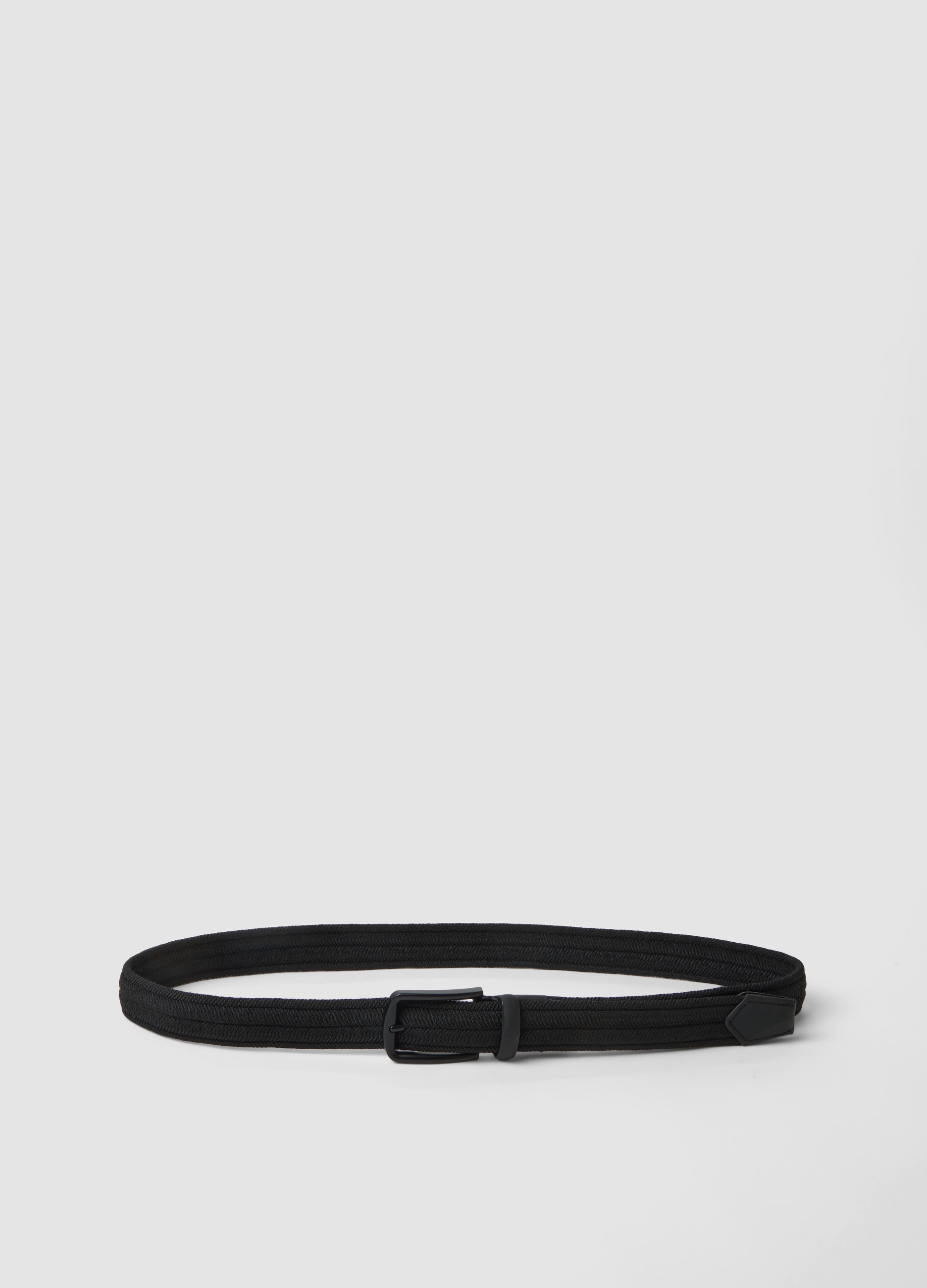 Piombo Tech, Cintura Nera Intrecciata Con Fibbia Opaca, Uomo, Nero, Taglia: 100-105 cm