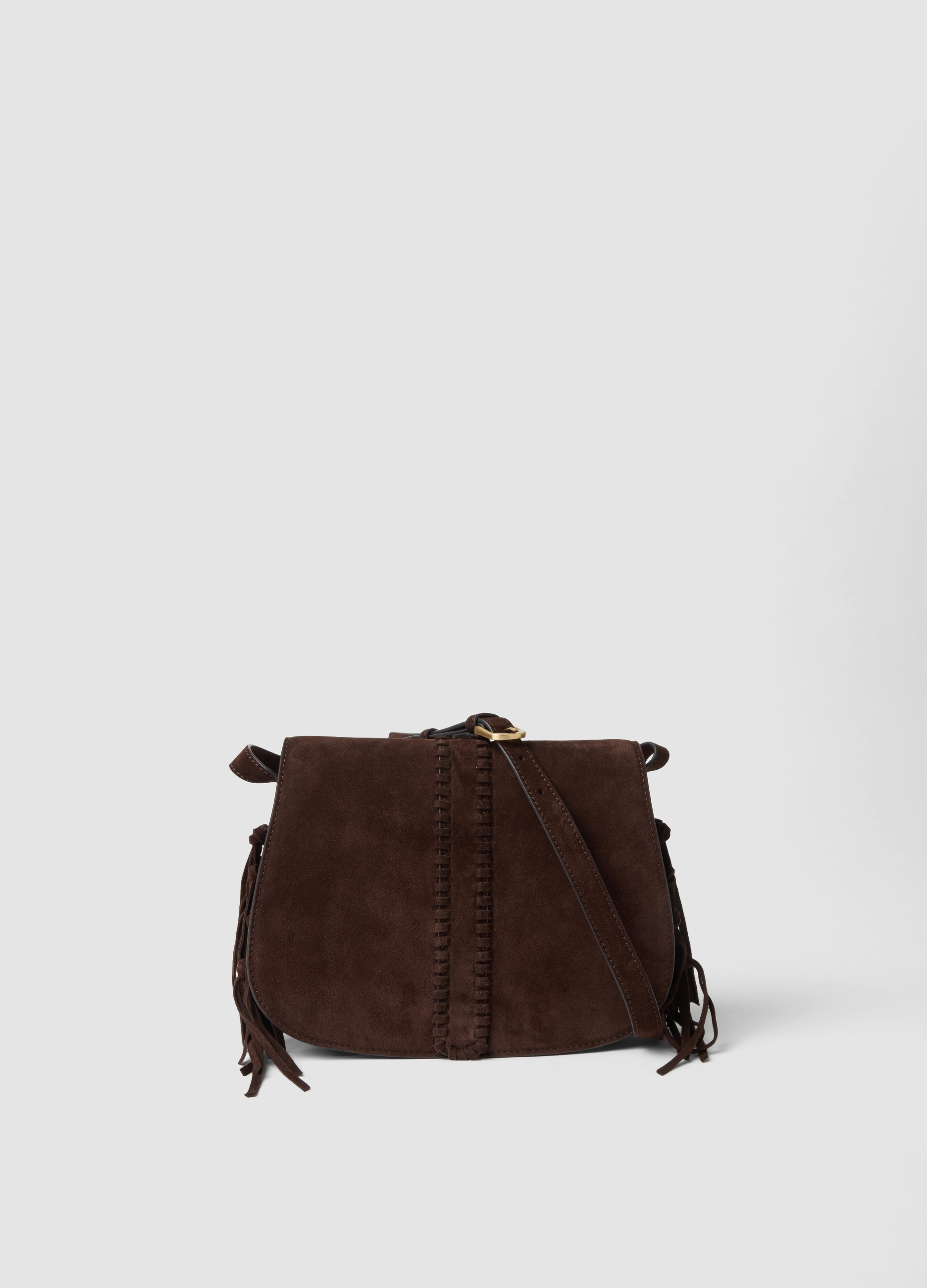 PIOMBO, Borsa Marrone In Vera Pelle Con Frange, Donna, Marrone, Taglia: ONE SIZE