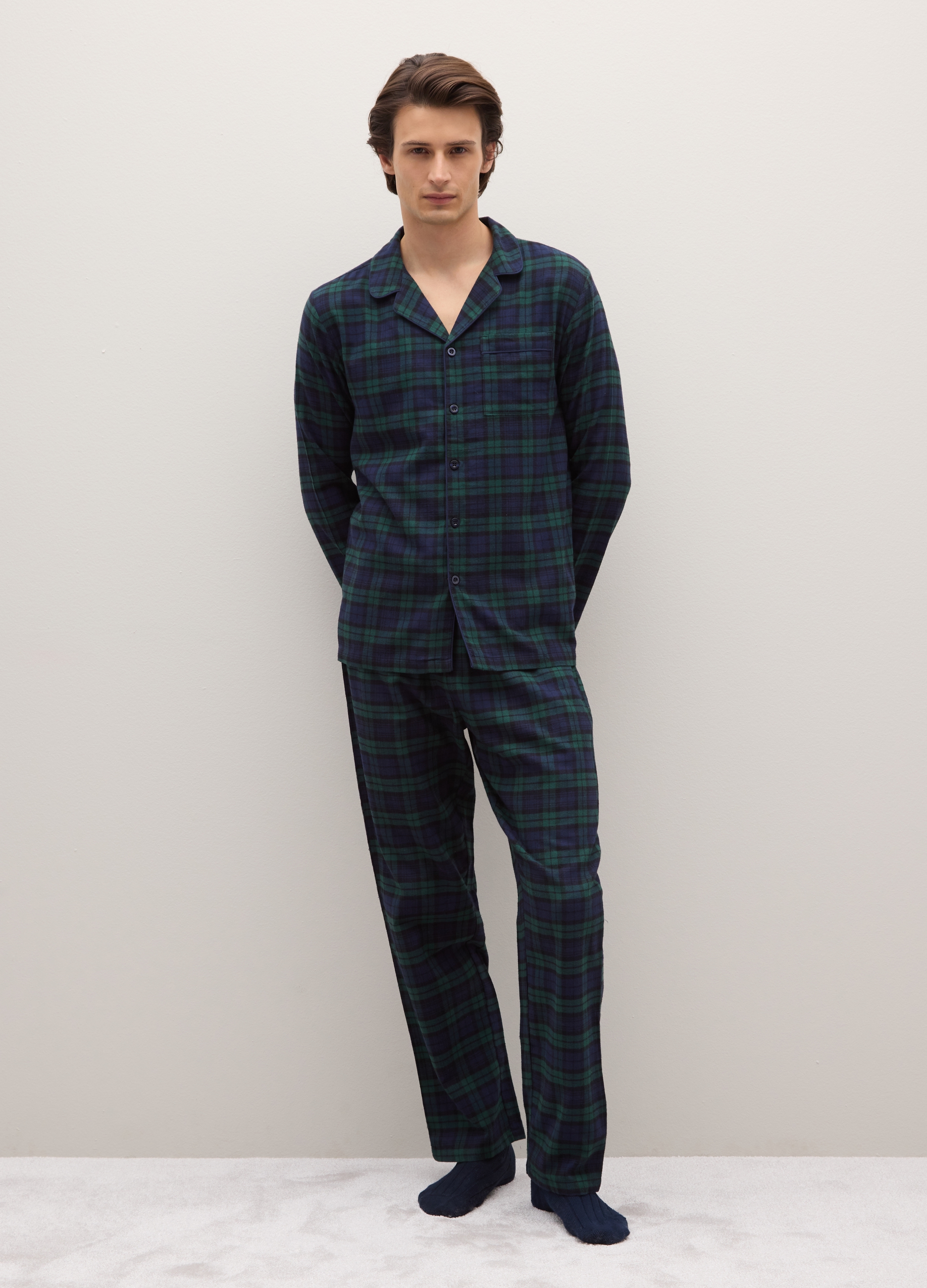 PIOMBO, Pigiama In Puro Cotone Multicolor Regular Fit A Quadri, Hombre, Azul/verde, Talla: L