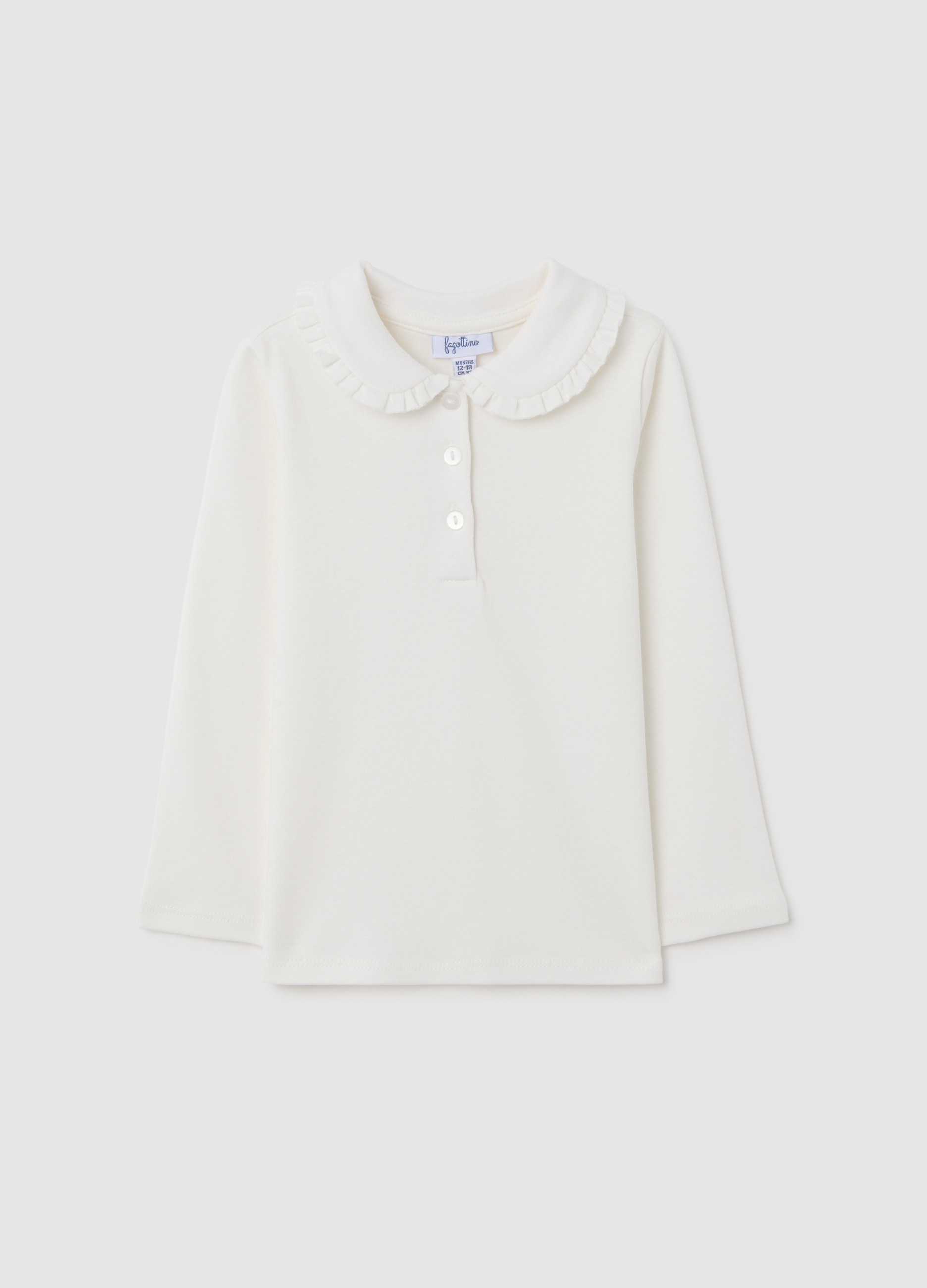 Polo Da Neonata In Puro Cotone Bianca Regular Fit, Niña, Blanco suave, Talla: 24-30